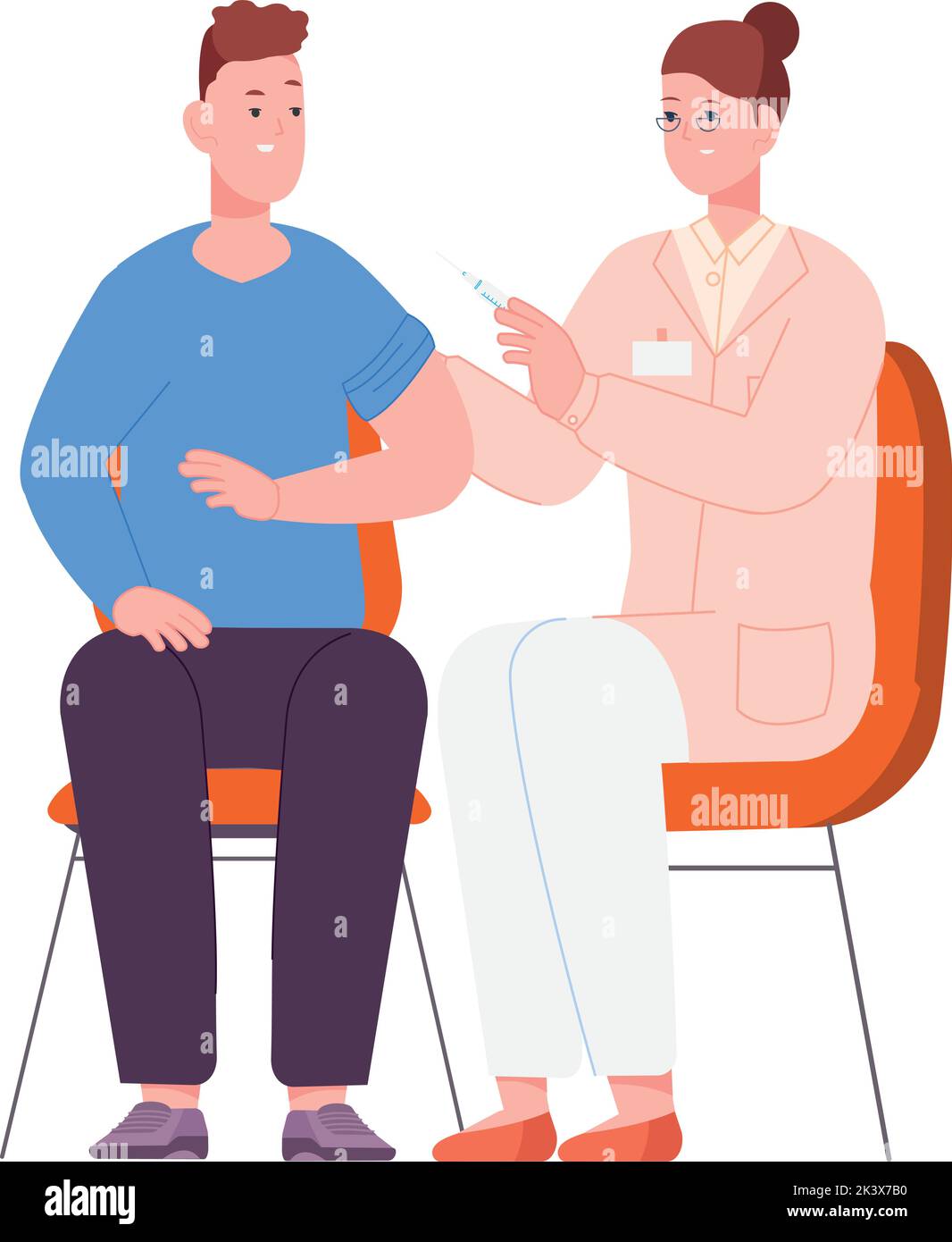 Nurse shot patient with injection. Medical vaccination procedure ...