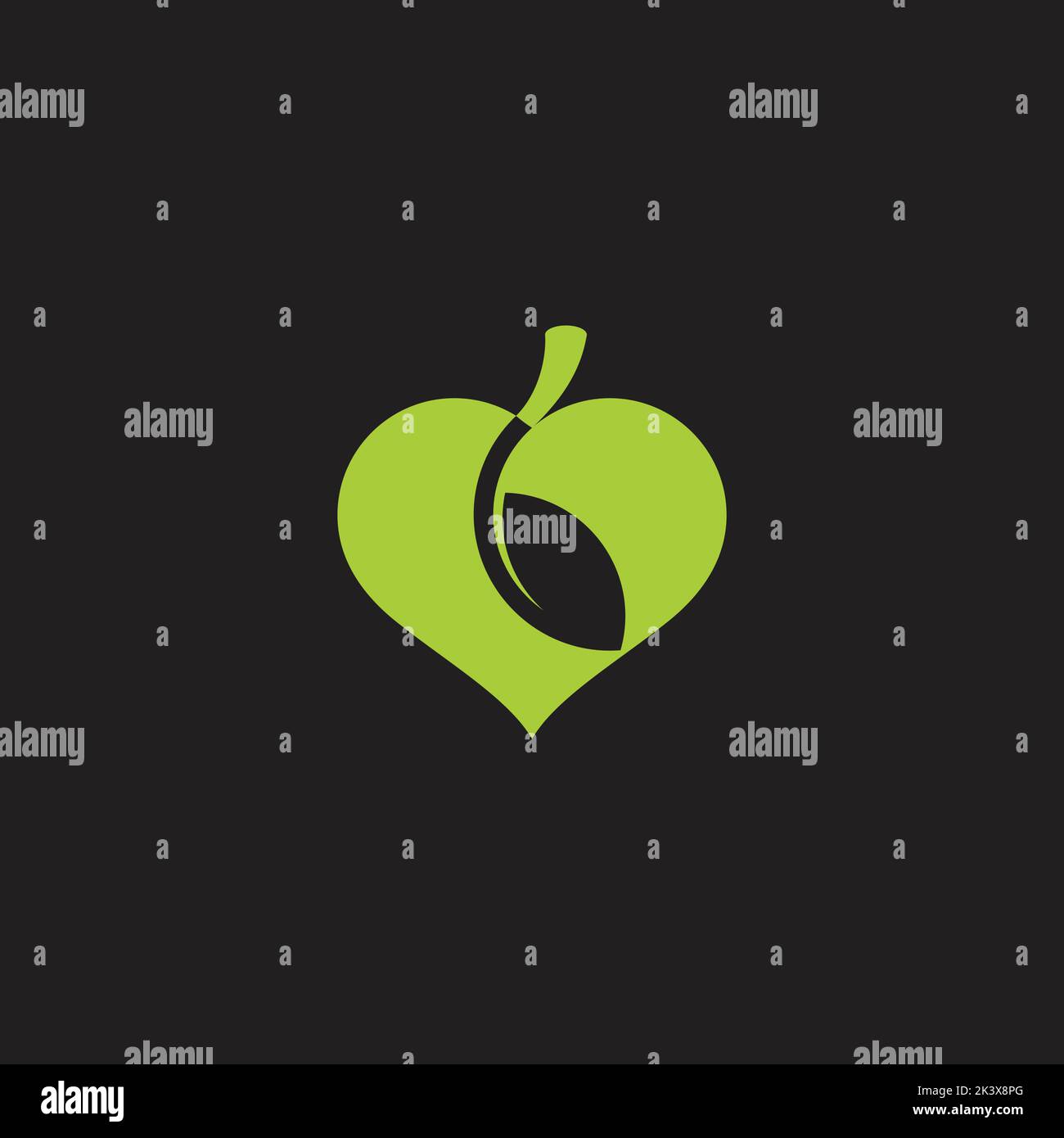 leaf love shape green simple geometric logo vector Stock Vector