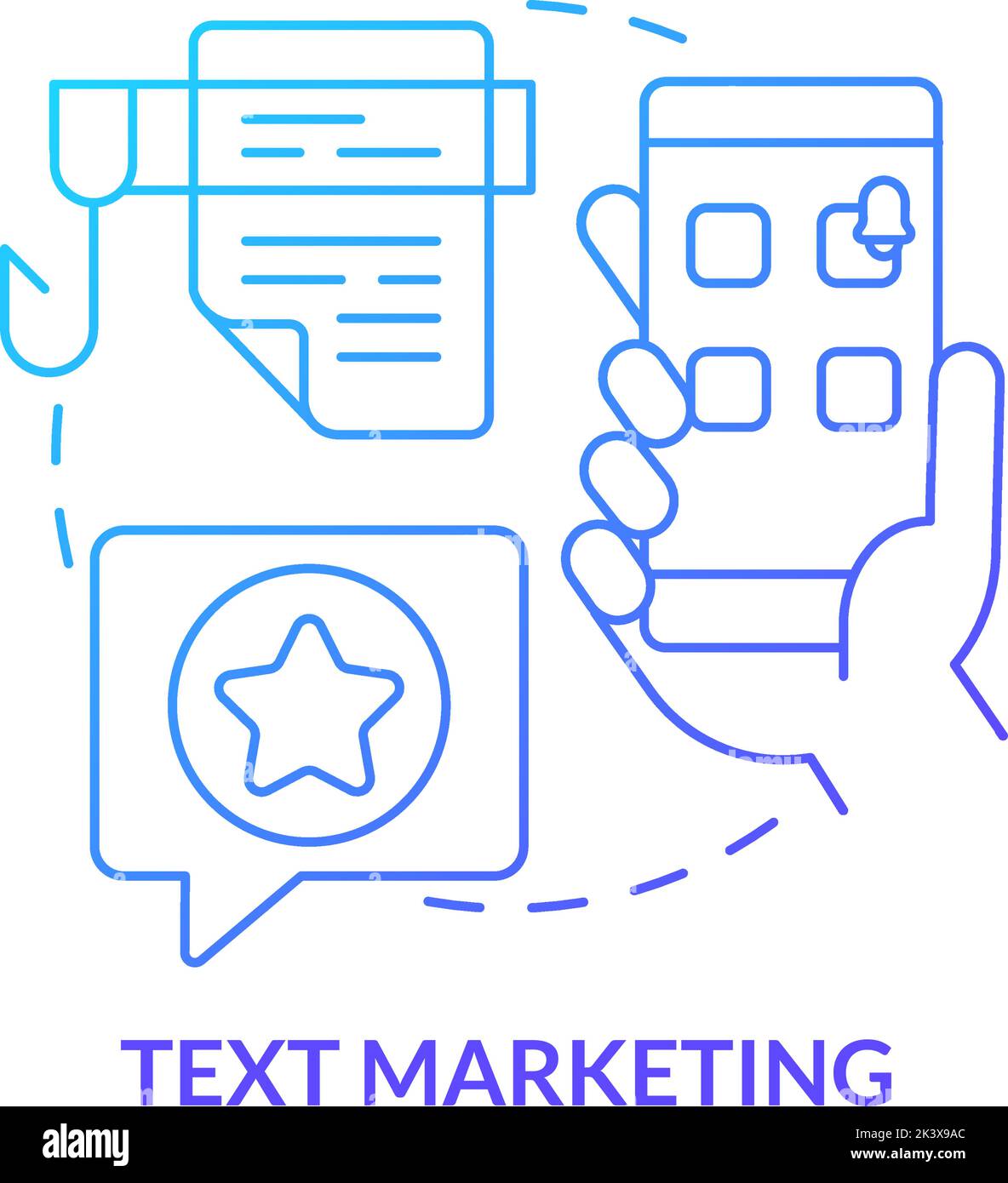 Text marketing blue gradient concept icon Stock Vector