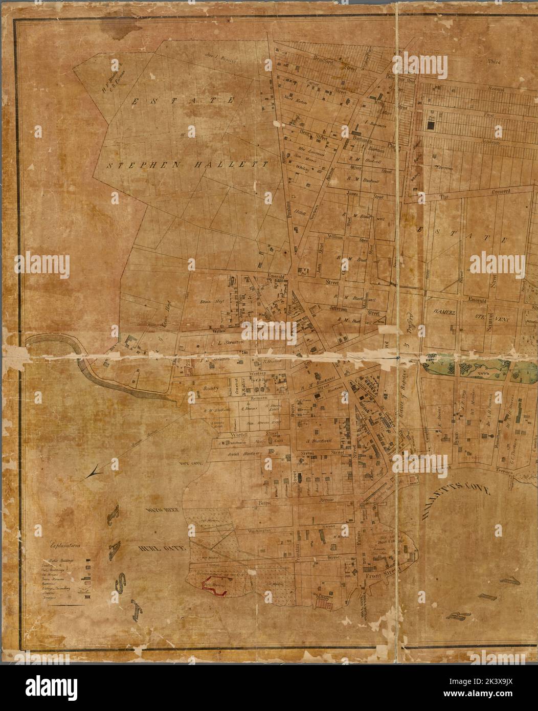 Map of the village of Astoria, Queens Co. L.I. Cartographic. Maps, Cadastral maps. 1852. Lionel