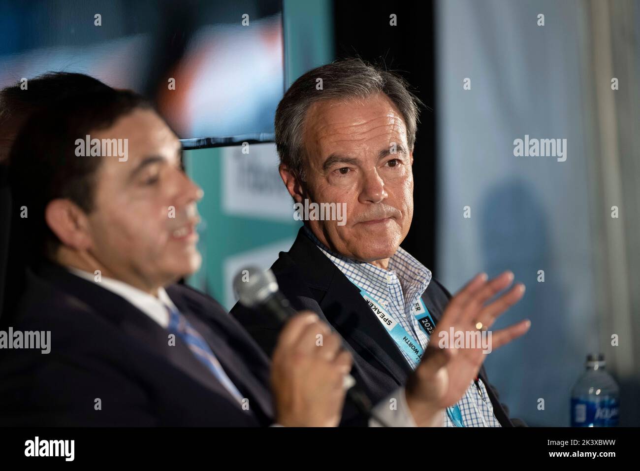 Former Texas House Speaker JOE STRAUS during an interview session at the annual Texas Tribune Festival in downtown Austin on September 24, 2022.  Straus is chair of a political action committee in Texas. Stock Photo