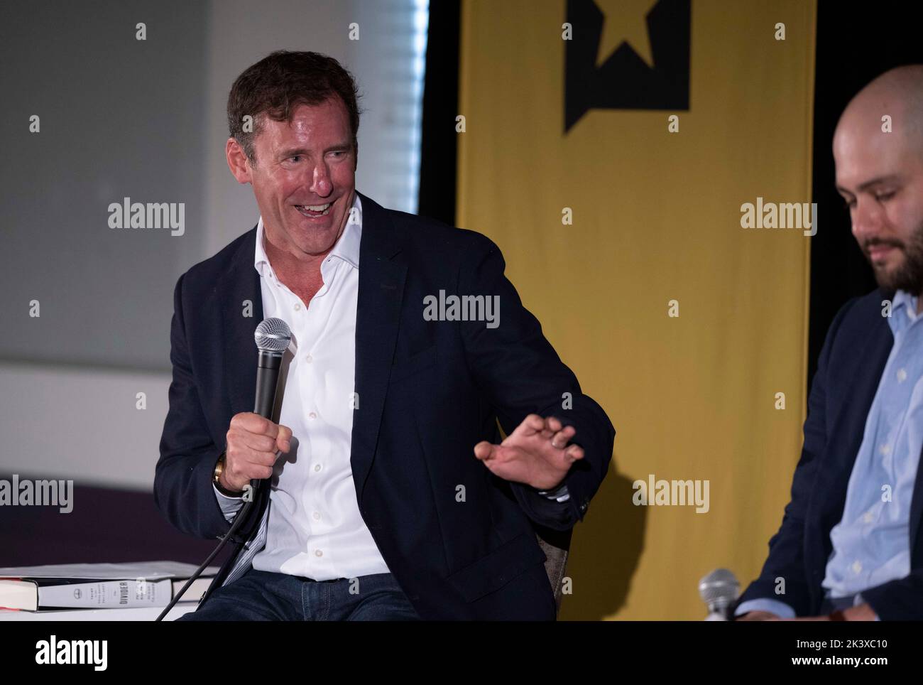 Austin Texas USA, September 24 2022: President and CEO of the LBJ Foundation of Austin and noted historian MARK UPDEGROVE speaks at a panel during an interview session at the annual Texas Tribune Festival in downtown Austin. ©Bob Daemmrich Stock Photo