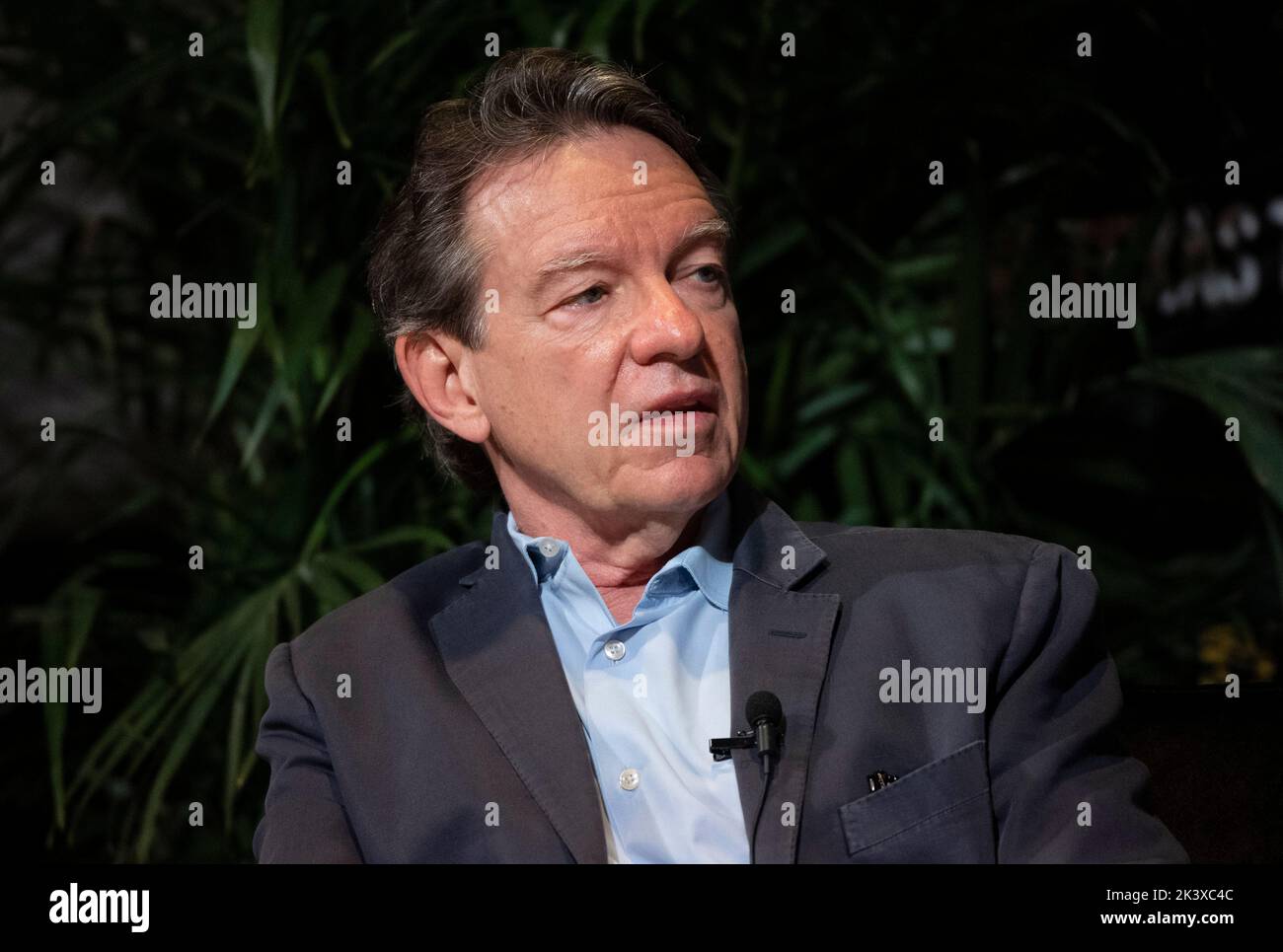 Author, playwright and staff writer for the New Yorker magazine LAWRENCE WRIGHT during an interview session with Beto O'Rourke (not shown) at the annual Texas Tribune Festival in downtown Austin on September 24, 2022. Stock Photo