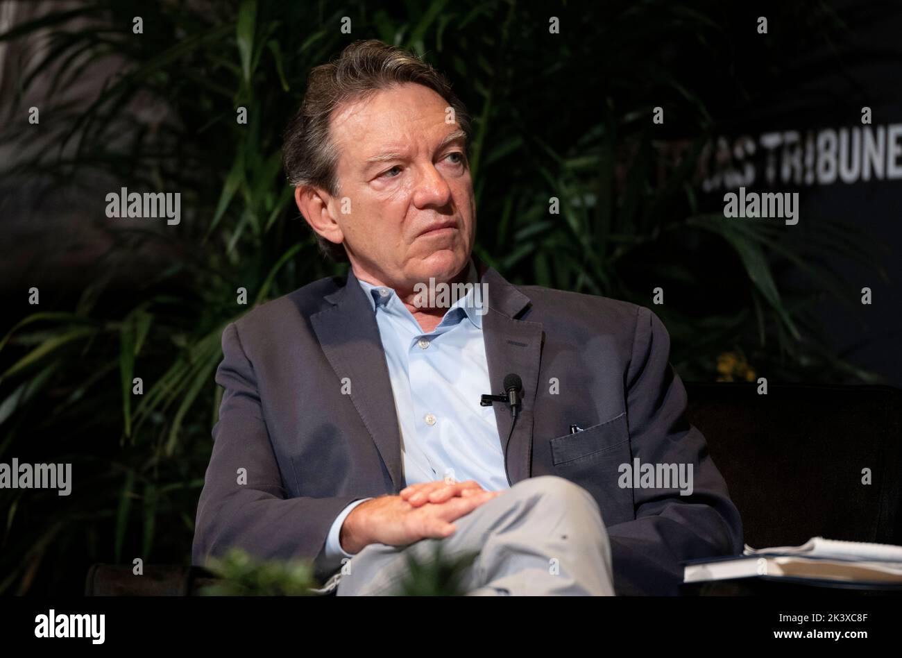 Author, playwright and staff writer for the New Yorker magazine LAWRENCE WRIGHT during an interview session with Beto O'Rourke (not shown) at the annual Texas Tribune Festival in downtown Austin on September 24, 2022. Stock Photo