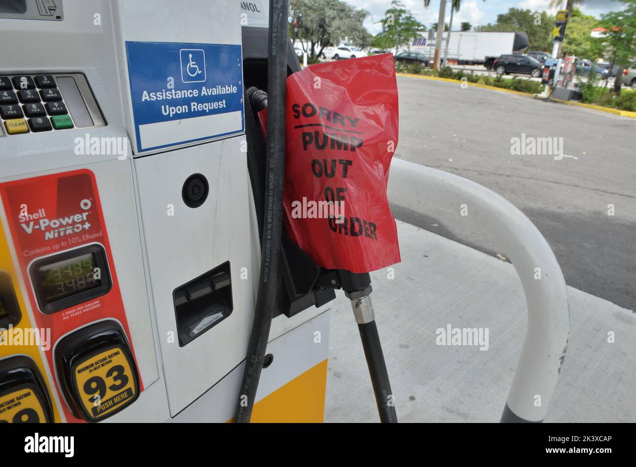 FORT LAUDERDALE, FL - SEPTEMBER 22, 2022: Hurricane Ian makes landfall in Florida as dangerous Category 4 hurricane. Historic File photos of Hurricanes in South Florida People: Gas Pump Credit: Storms Media Group/Alamy Live News Stock Photo
