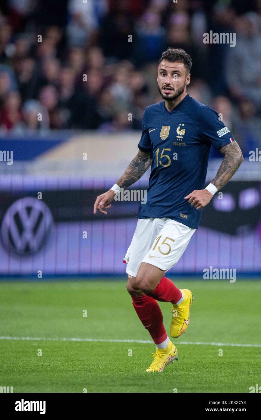 PARIS, FRANCE - SEPTEMBER 22: Jonathan Clauss of France during the UEFA Nations League League A Group 1 match between France and Austria at Stade de F Stock Photo