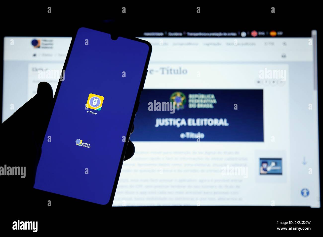 Minas Gerais, Brazil - September 25, 2022: Screen of the e-titulo application, brazilian digital voter title Stock Photo