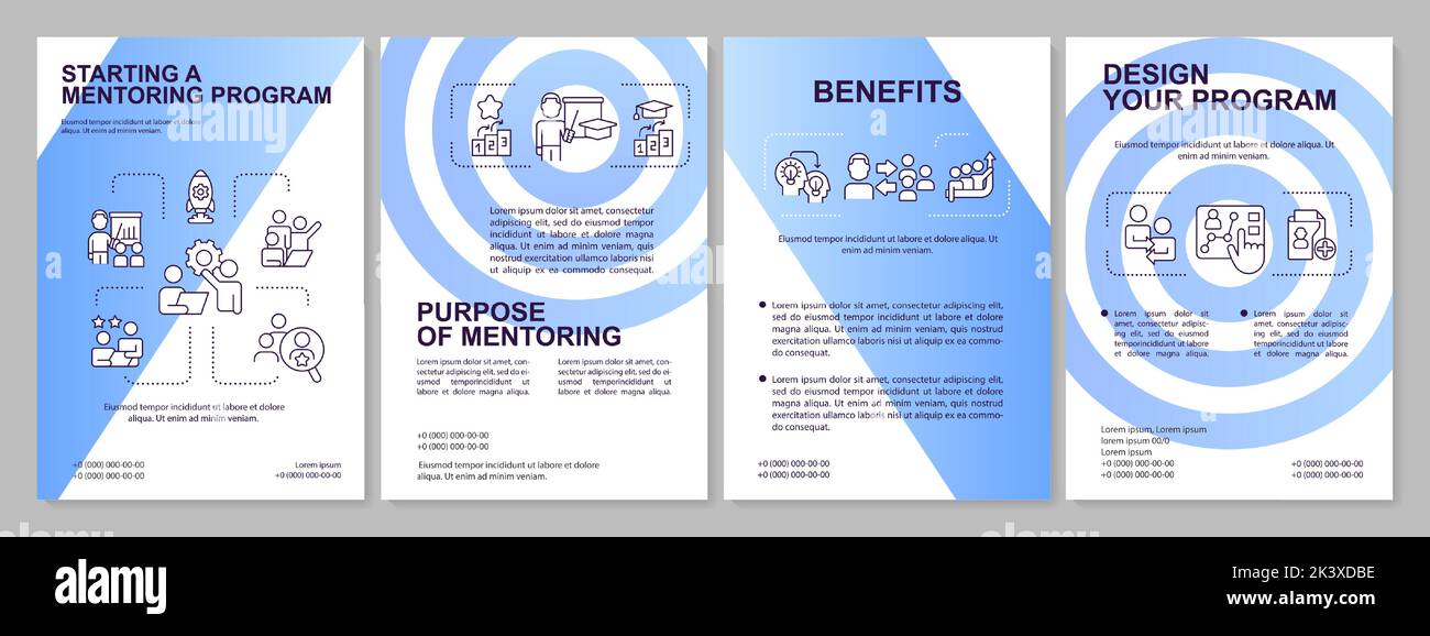 Launching mentorship program blue gradient brochure template Stock Vector