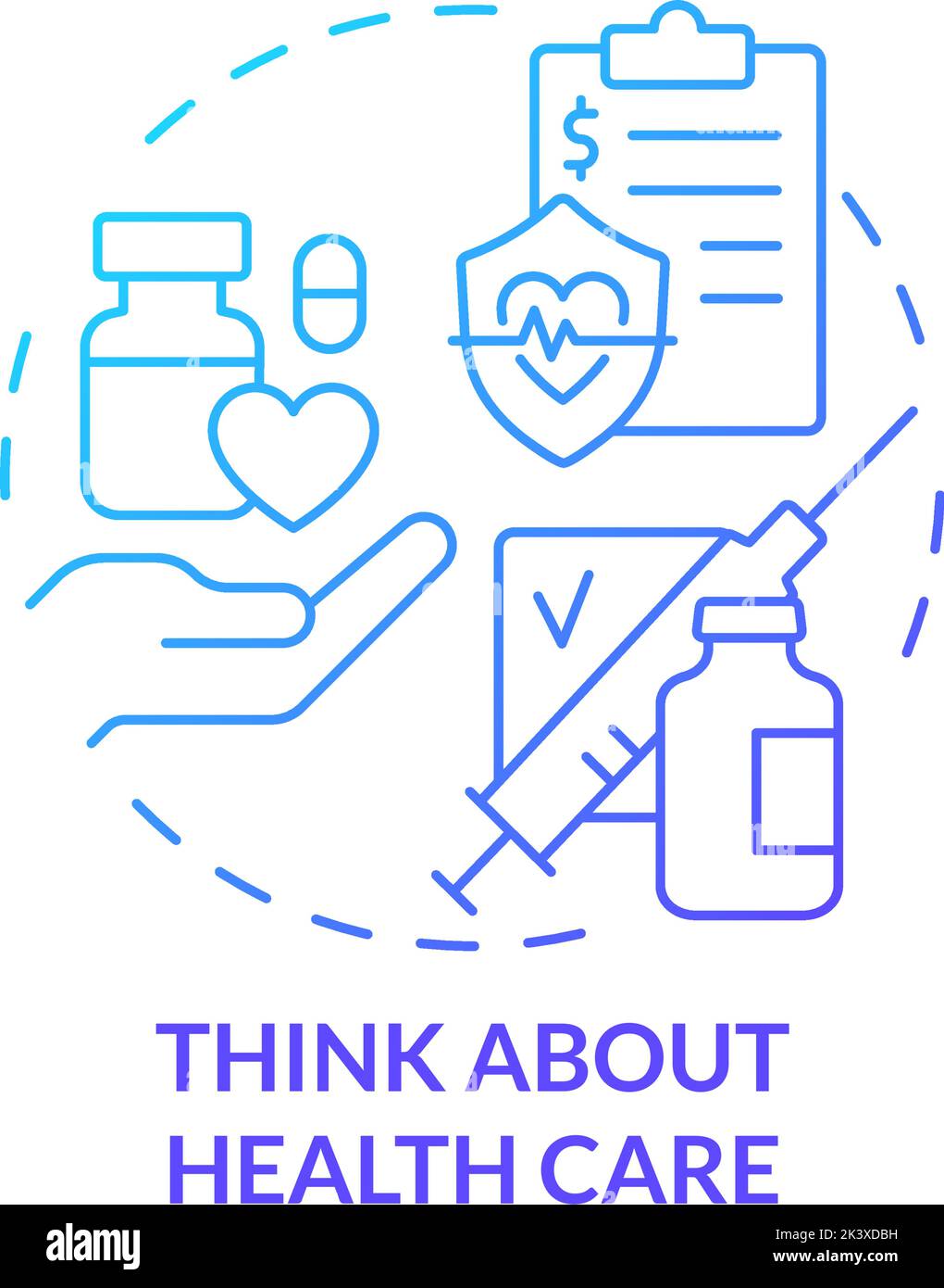 Think about health care blue gradient concept icon Stock Vector Image ...