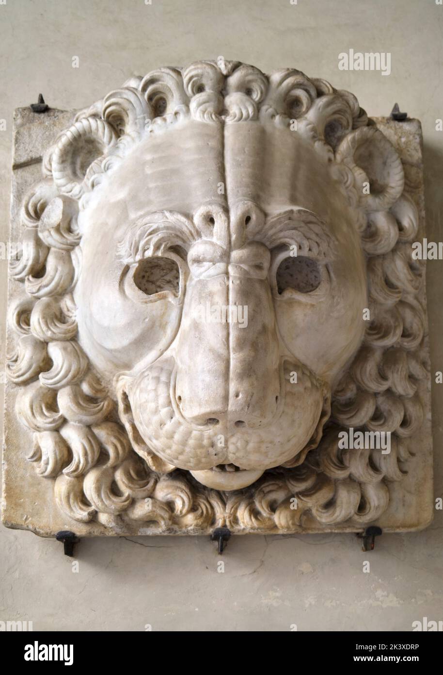 Lions Head Sculpture Florence Italy Stock Photo