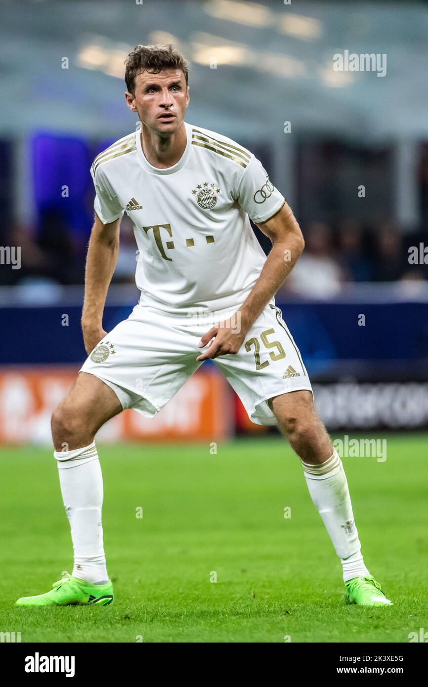 Milan, Italy. 07th Sep, 2022. UEFA Champions League 2022-23. Inter VS Bayern Muenchen 0-2. #25 Thomas Müller, Mueller, Bayern Muenchen, i, Inter. - picture is for press use; photo by ATP Cristiano BARNI (BARNI Cristiano/ATP/SPP) Credit: SPP Sport Press Photo. /Alamy Live News Stock Photo