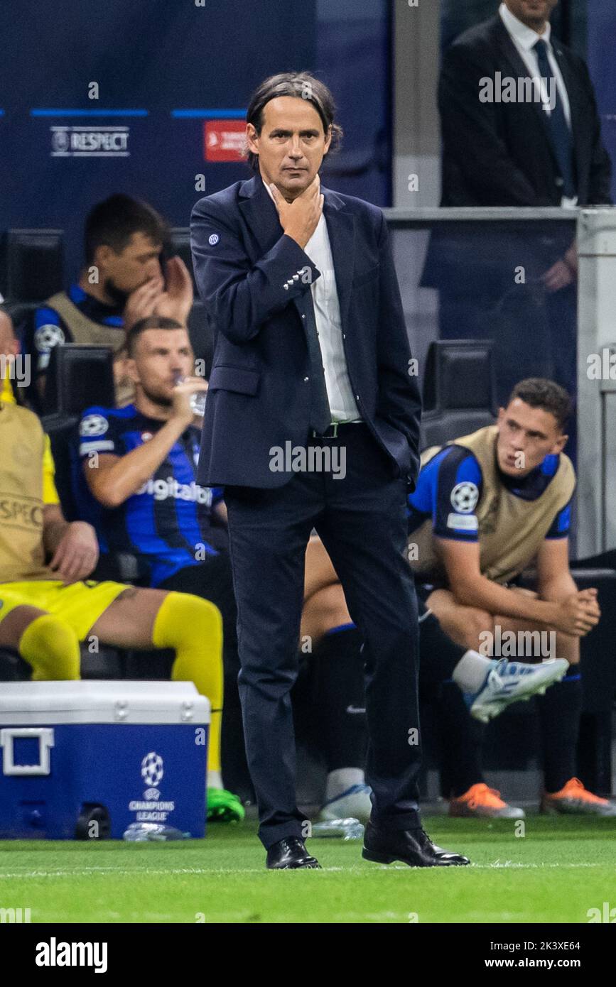 Milan, Italy. 07th Sep, 2022. UEFA Champions League 2022-23. Inter VS Bayern Muenchen 0-2. Simone Inzaghi, coach Inter. - picture is for press use; photo by ATP Cristiano BARNI (BARNI Cristiano/ATP/SPP) Credit: SPP Sport Press Photo. /Alamy Live News Stock Photo