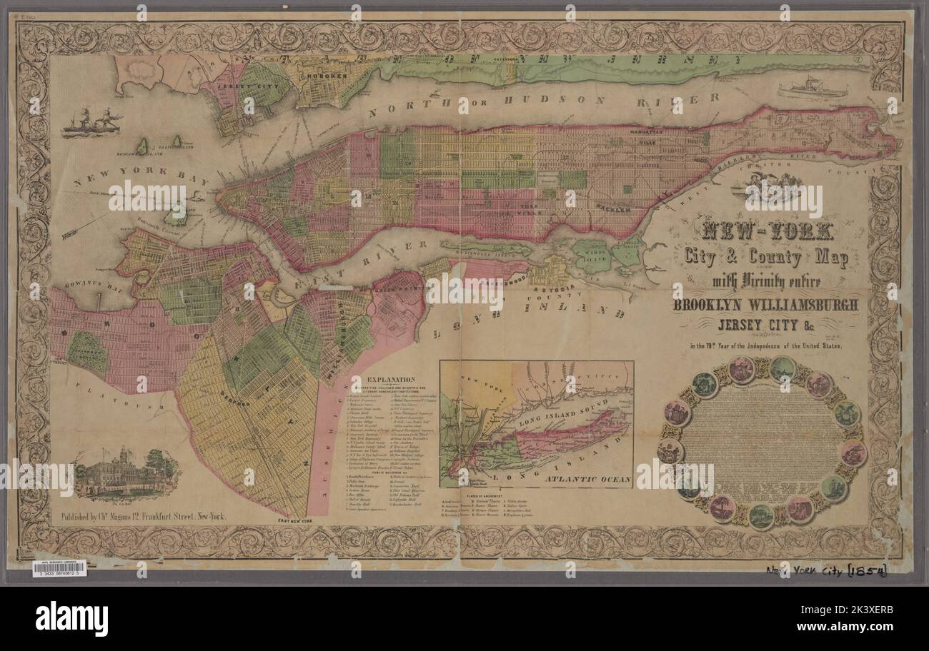 New York city and county map with - New York City And County Map With Vicinity Entire Brooklyn Williamsburgh Jersey City C In The 79th Year Of The Independence Of The United States 1854 Cartographic Maps Lionel Pincus And Princess Firyal Map Division New York Ny New York Metropolitan Area Manhattan New York Ny Administrative And Political Divisions Buildings New York State New York Local Transit New York State New York 2K3XERB 