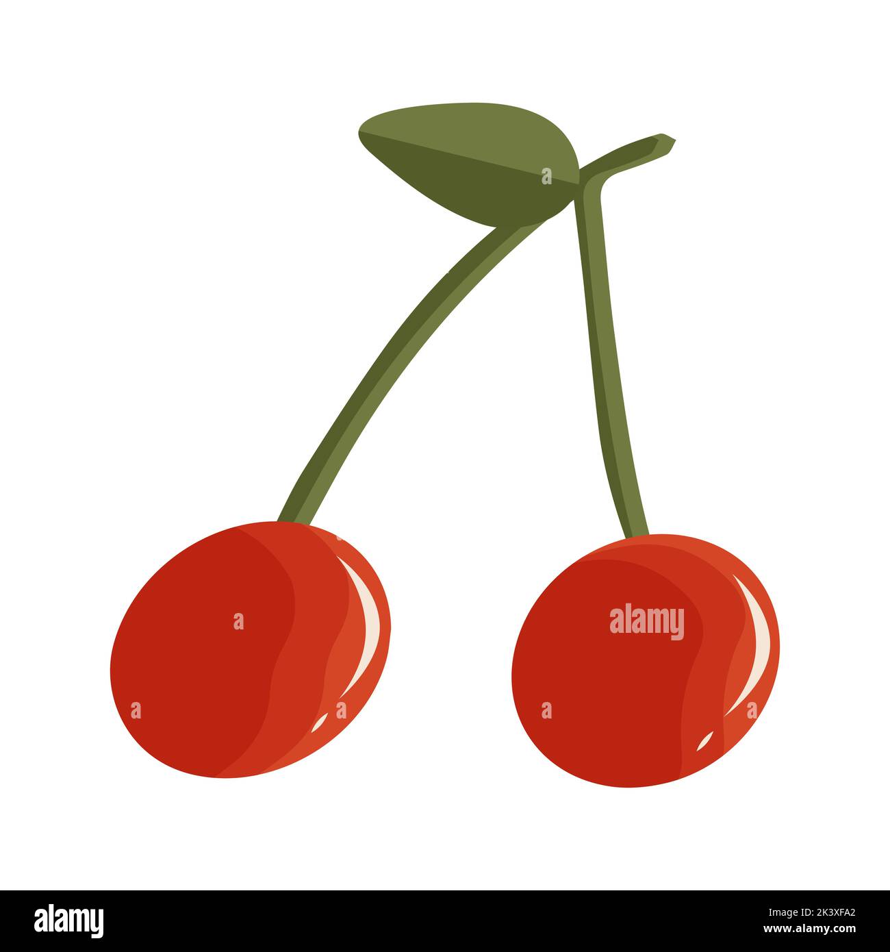 Vector illustration of cherry in cartoon flat retro style summer