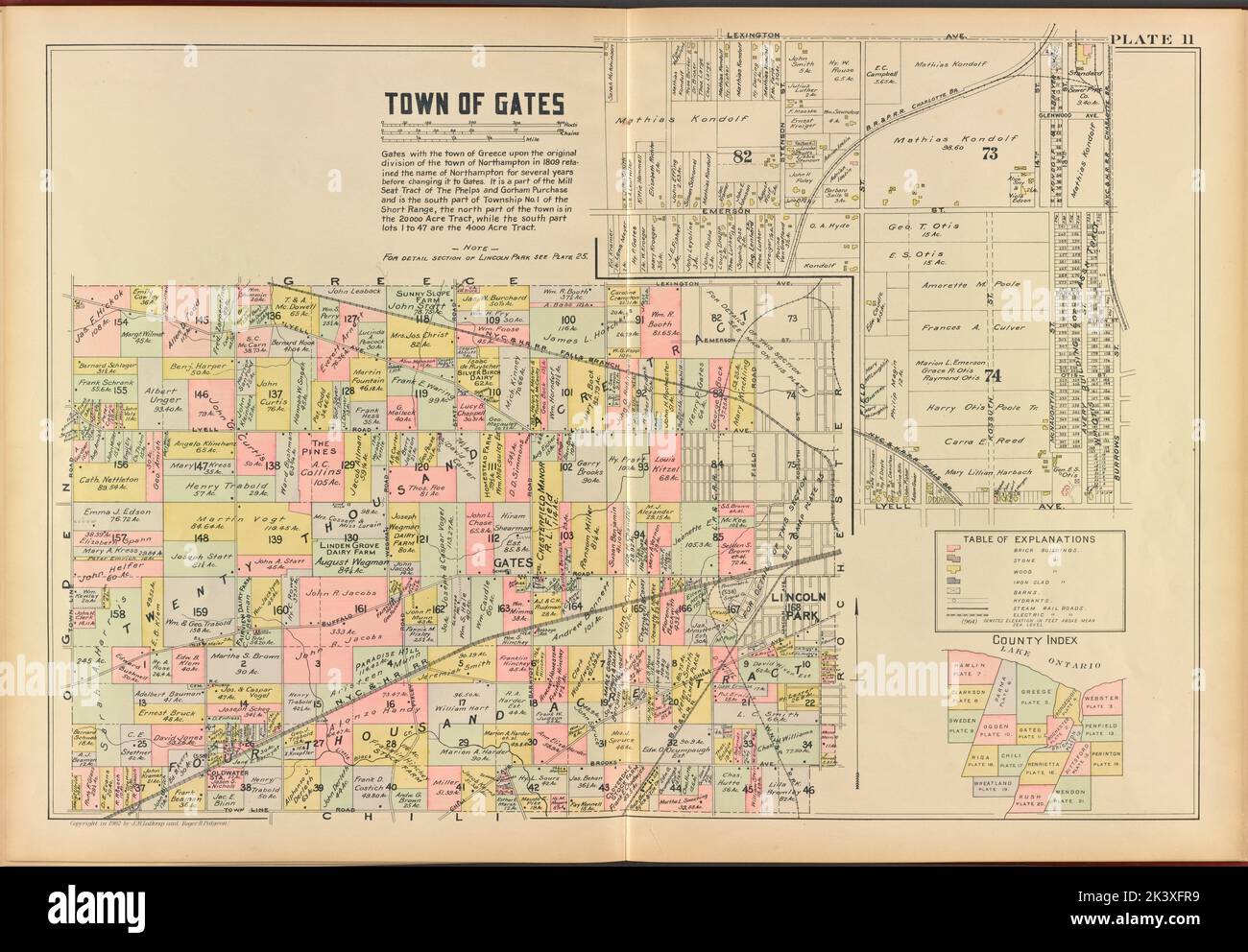 Monroe County, Double Page Plate No. 11 Map of town of Gates