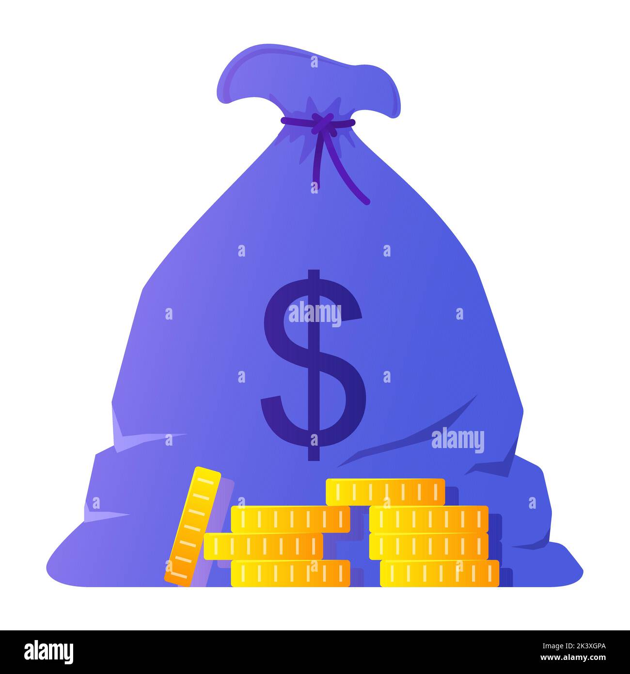 Bag of coins - modern flat design style single isolated image Stock Vector