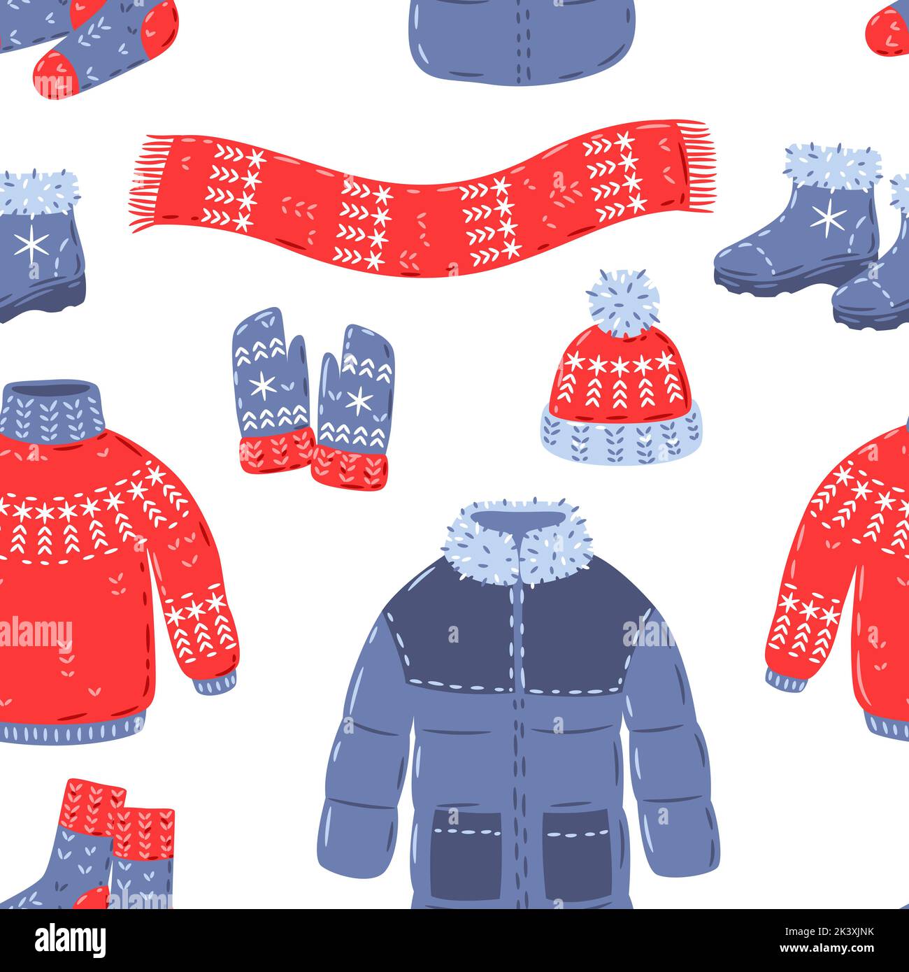 Seamless pattern with warm winter clothes. Background for advertising and marketing. Stock Vector