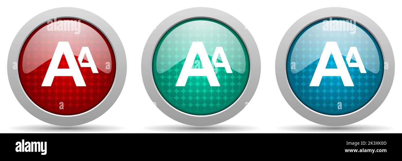 Alphabet vector icon set, glossy web buttons collection Stock Vector