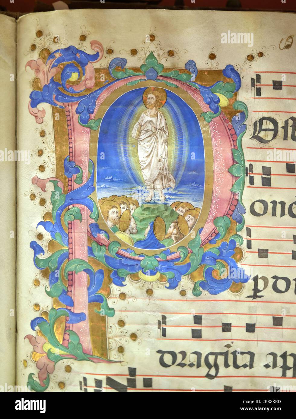 Historic Illuminated manuscript in the library of the Museum of San Marco in Florence Italy Stock Photo