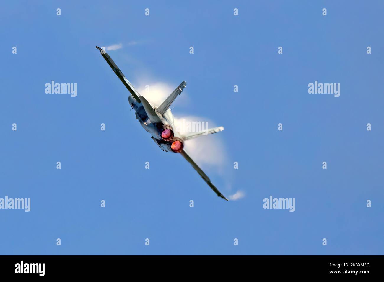 A Royal Canadian Air Force CF-18 Hornet performing at 2021 Airshow London, Ontario Canada. Stock Photo