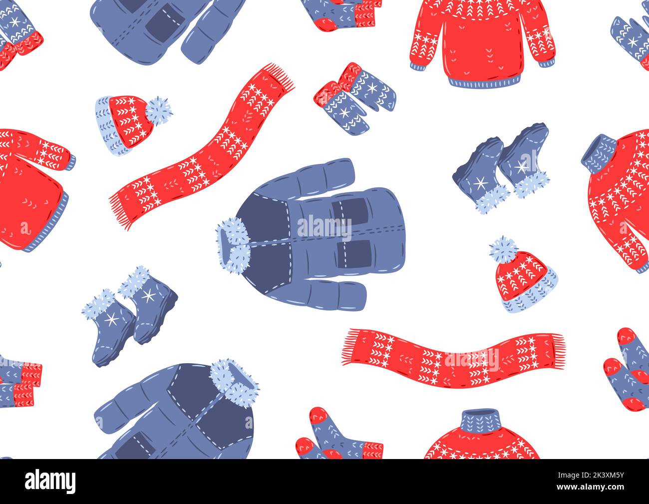 Seamless pattern with warm winter clothes. Background for advertising and marketing. Stock Vector