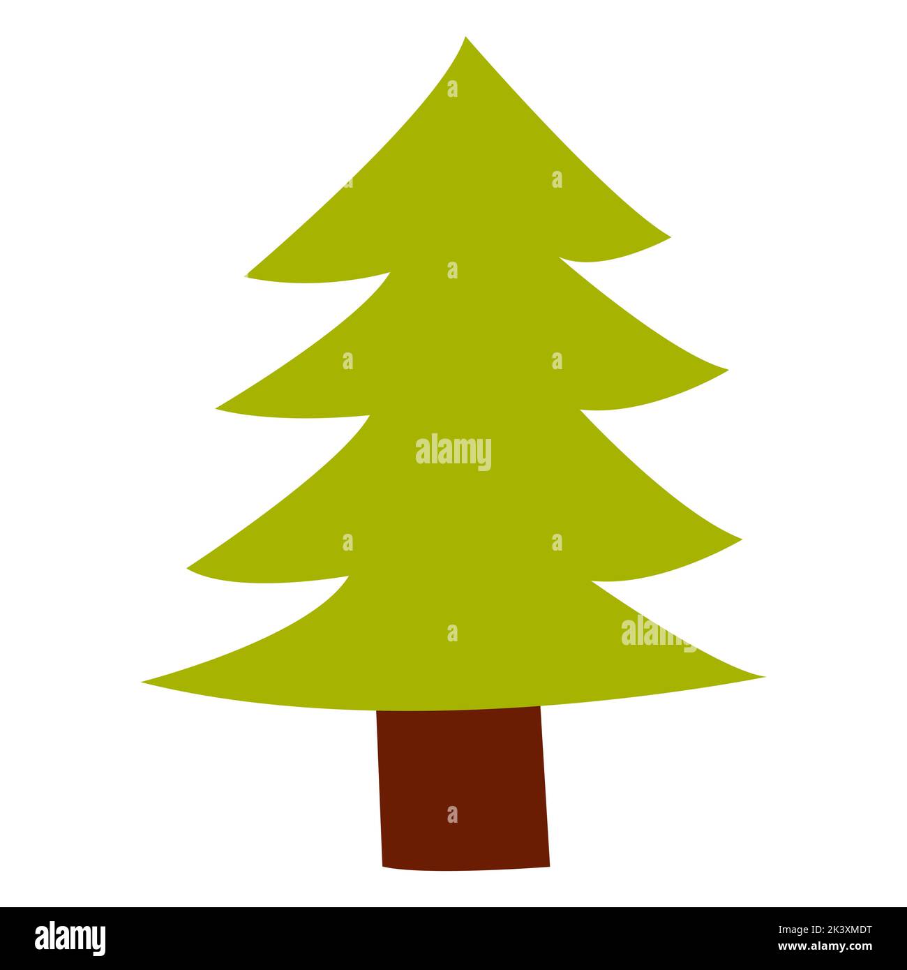 Vector illustration of christmas tree in cartoon flat childish style