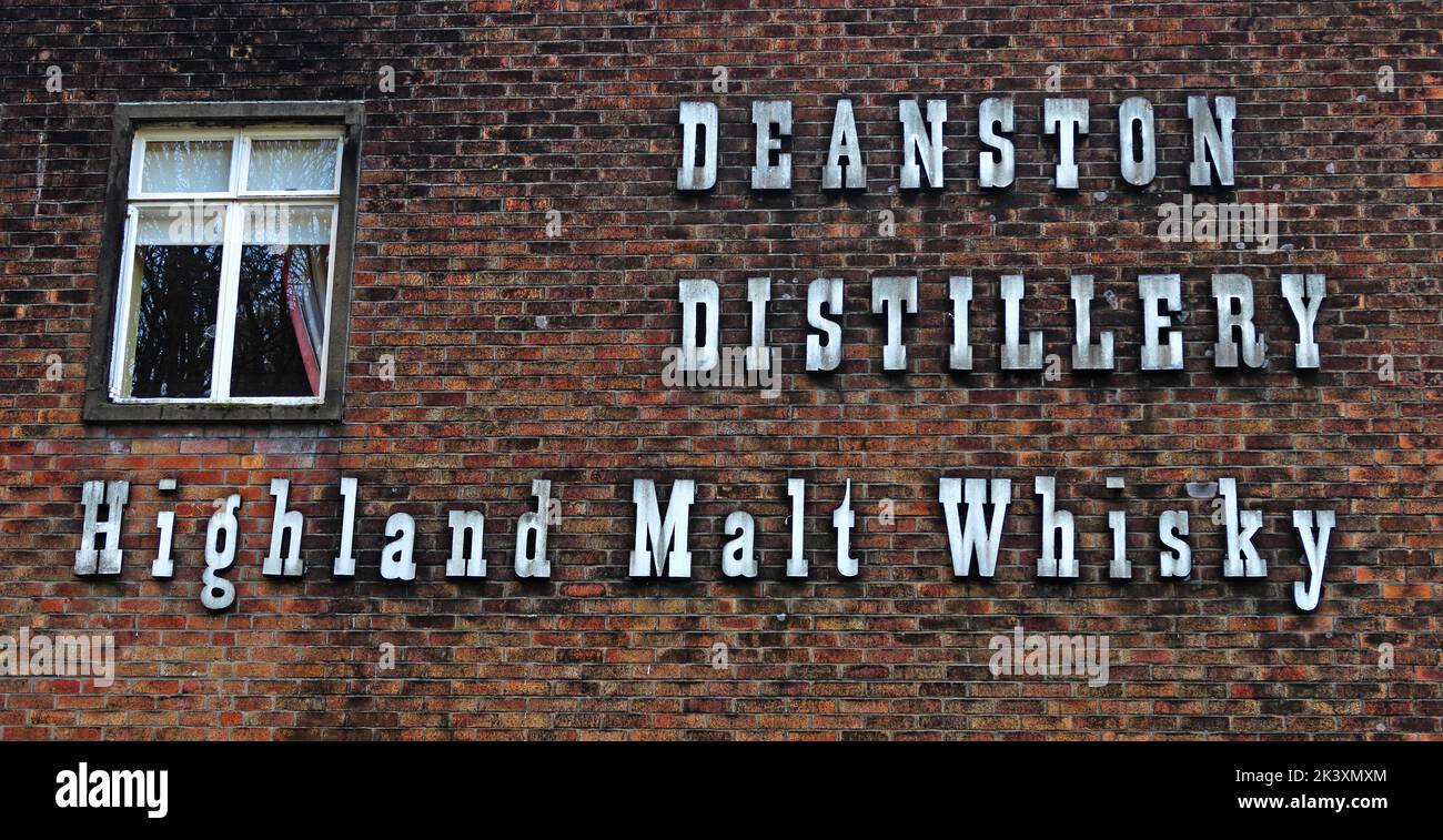 Deanston Distillery Scotch Highland Malt Whisky, Teith Rd, Deanston, Doune, Stirlingshire, Scotland, UK,  FK16 6AG Stock Photo