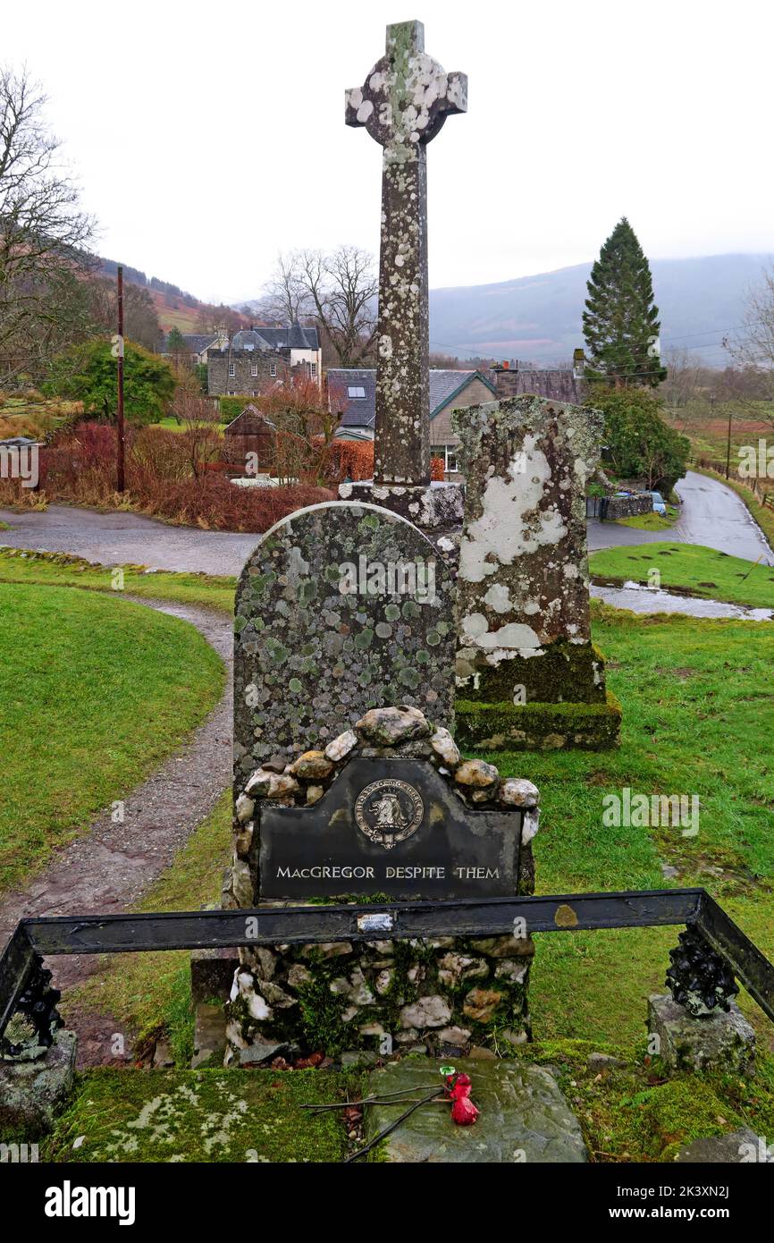 Grave and last resting place of Rob Roy, Robert Roy MacGregor, Balquhidder, Perthshire, Scotland, UK, FK19 8PB , FK19 Stock Photo