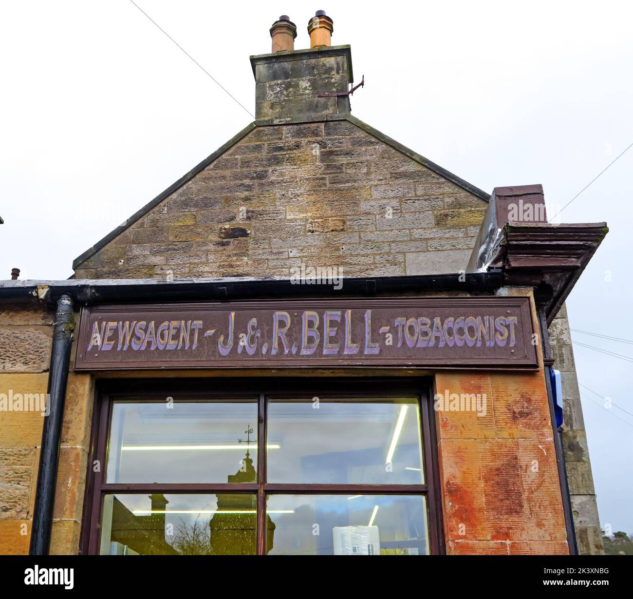 Old fashioned Newsagent Tobacconist - J & R Bell Callandar, Trossochs , Scotland, UK, FK17 8HZ Stock Photo