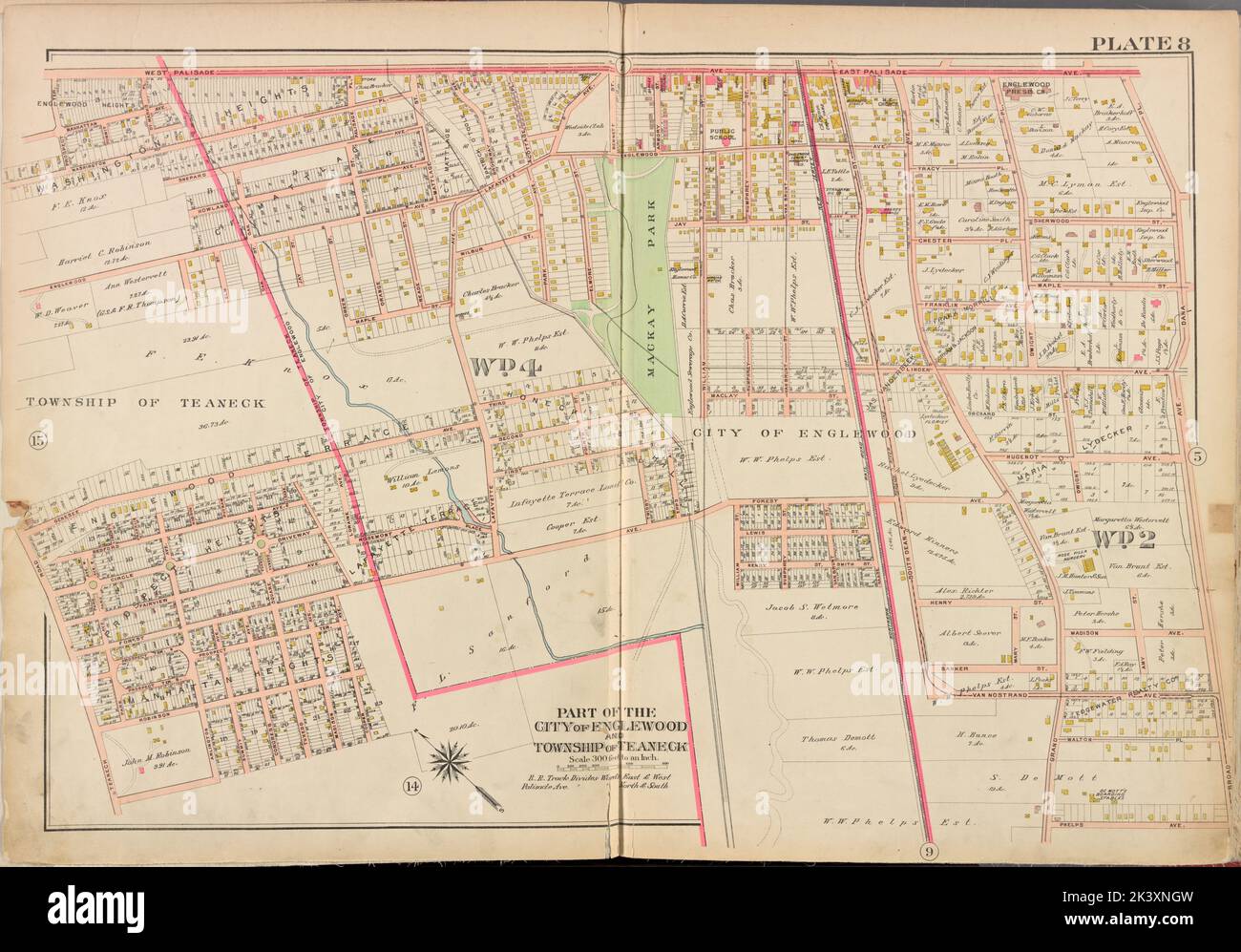 Bergen County, V. 1, Double Page Plate No. 8 Map bounded by W. Palisade