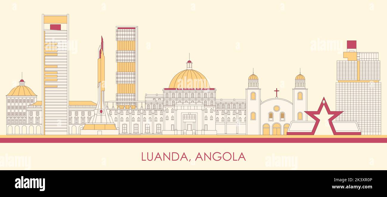 Cartoon Skyline panorama of city of Luanda, Angola - vector illustration Stock Vector