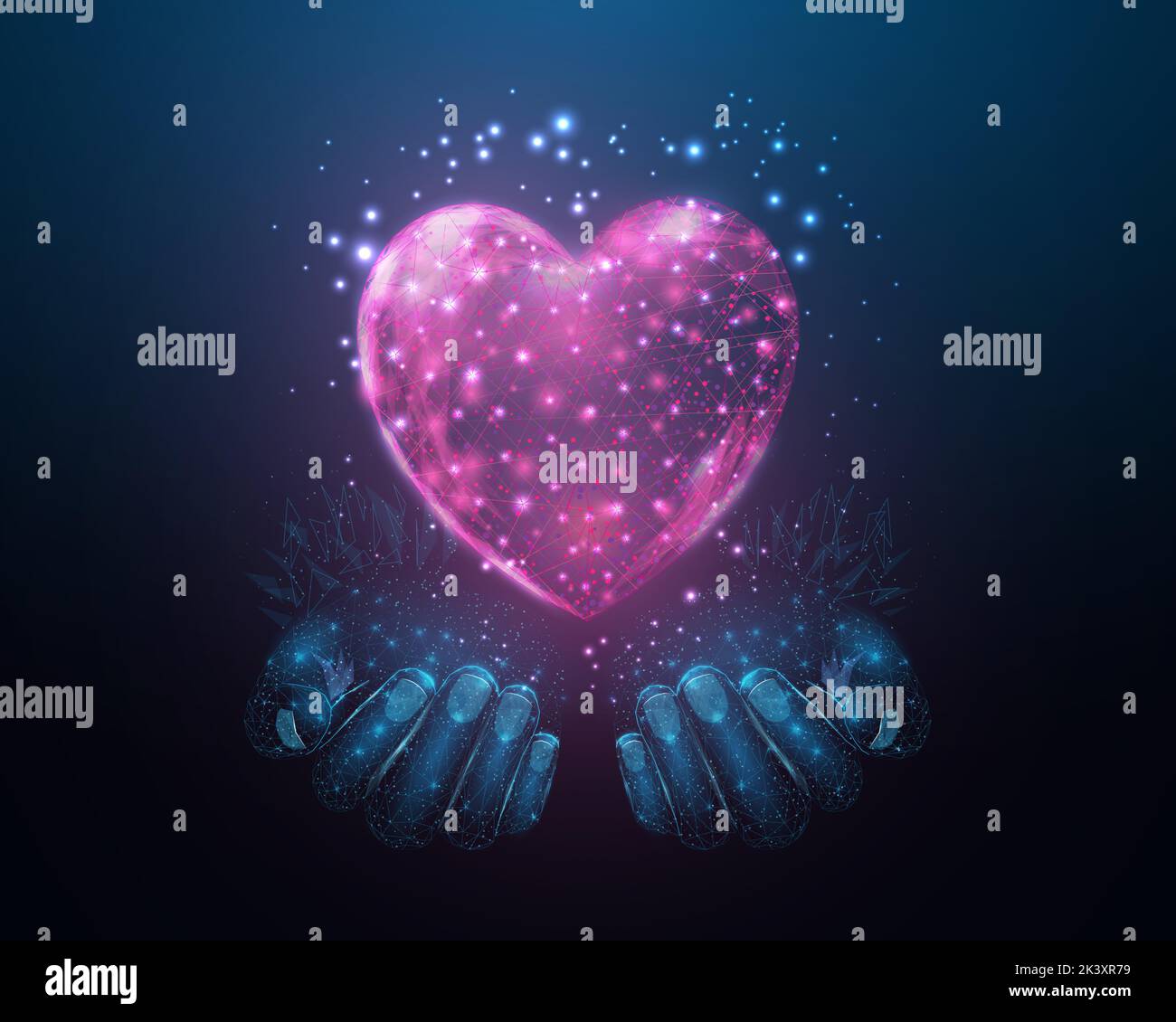 Blue polygonal heart on Stock Vector Images - Alamy