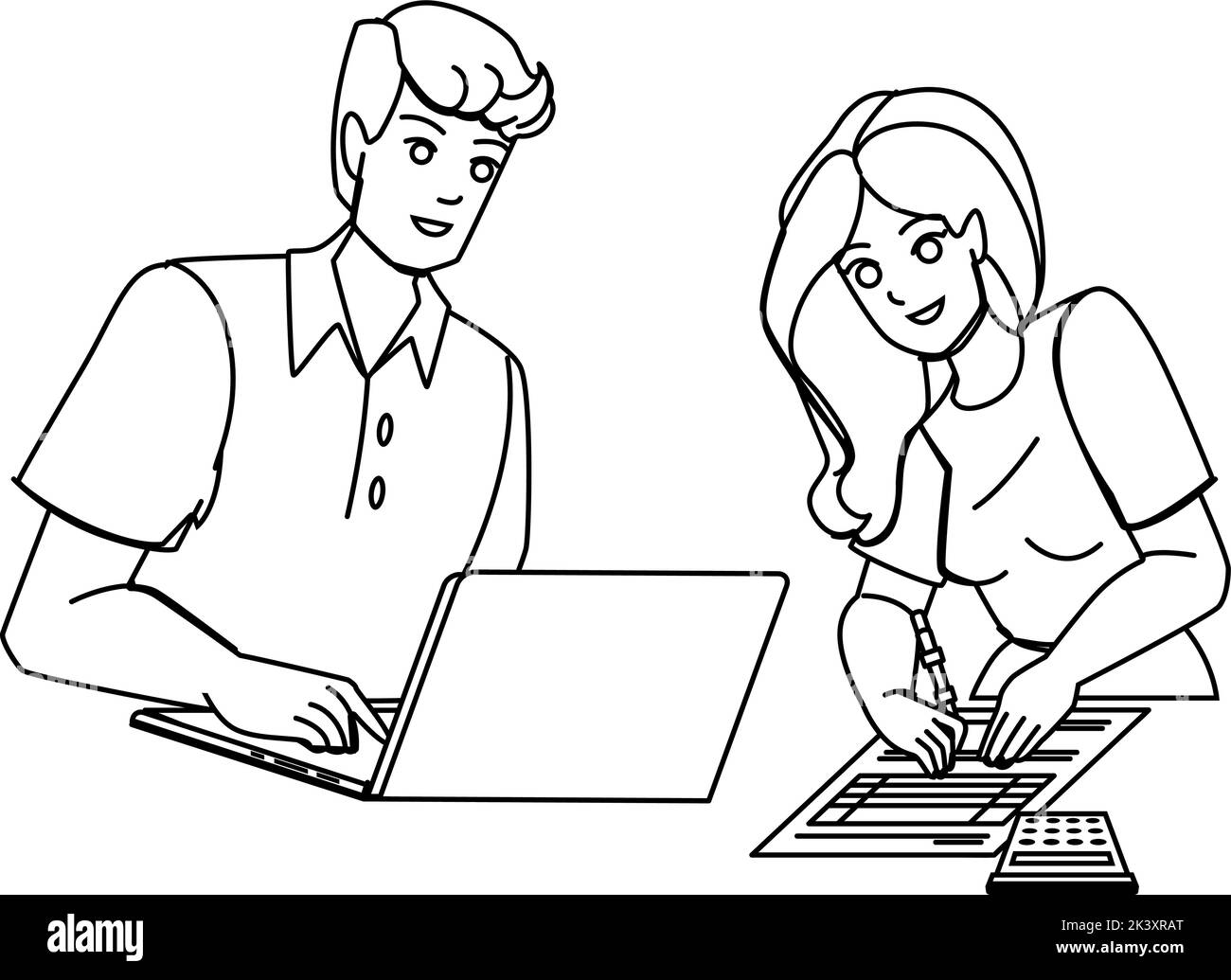 couple-doing-taxes-vector-stock-vector-image-art-alamy