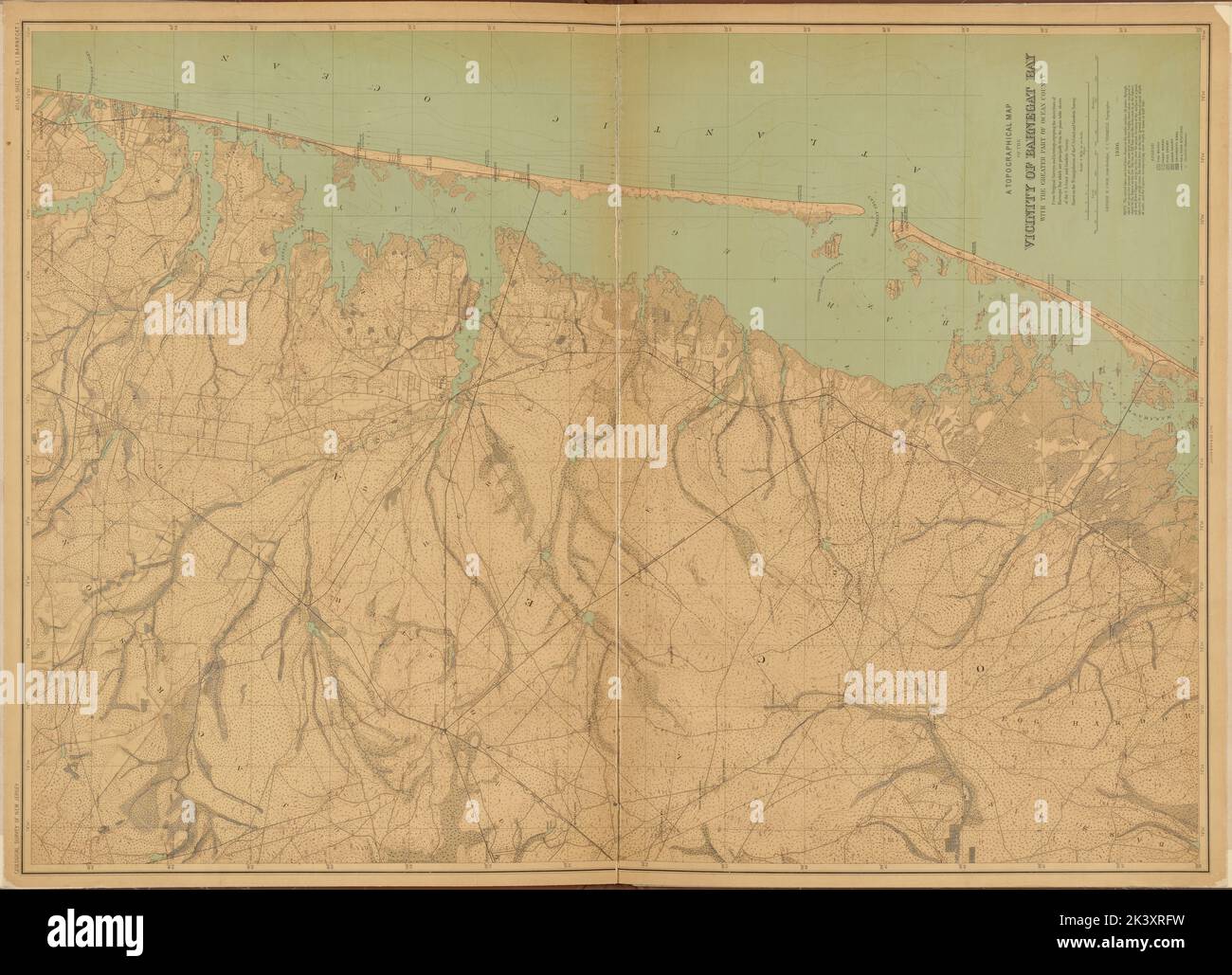 New Jersey, Double Page Sheet No. 13 Map of Barnegat Cartographic. Atlases, Maps. 1884 1889