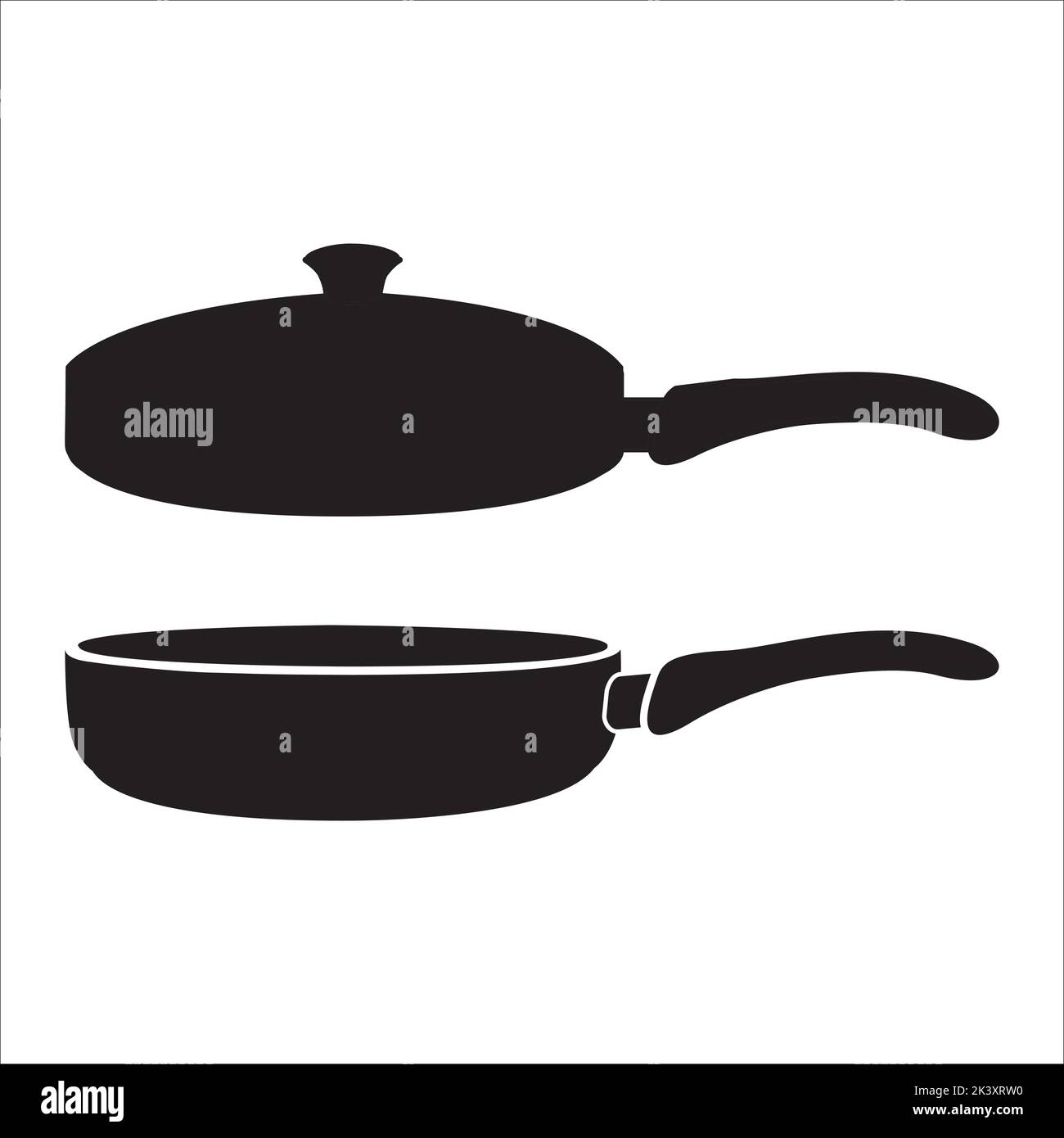 Vector Set Of Frying Pans Silhouettes Illustration Isolated On White