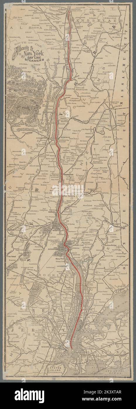 Route of the Albany & New York day line steamers Map of the Hudson ...