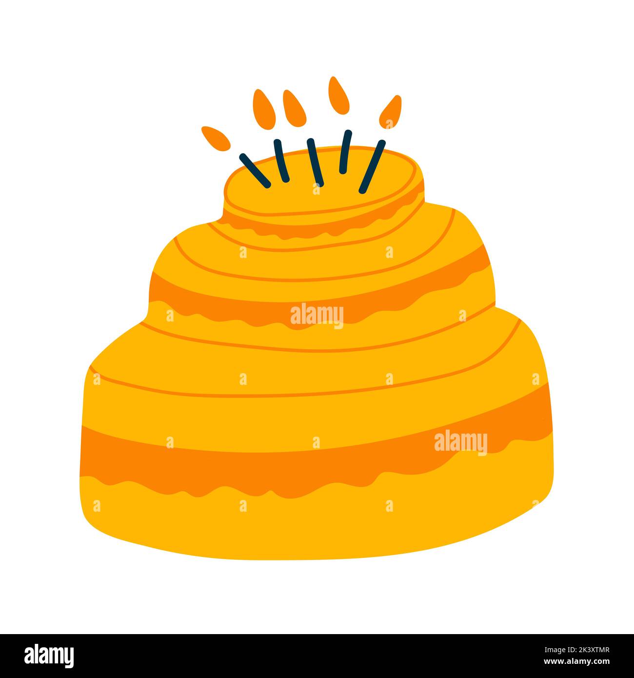Vector Illustration Of Birthday Cake In Cartoon Flat Childish Style Vector Illustration Of Birthday Cake In Cartoon Flat Childish Style