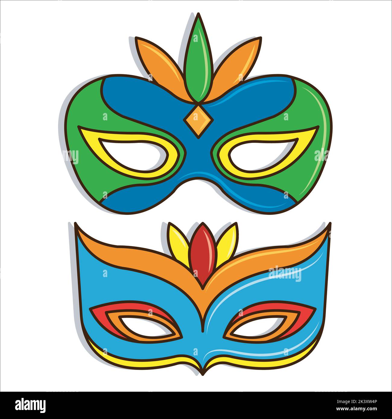 Vector Set Of Masquerade Ball Masks Illustration Isolated On White