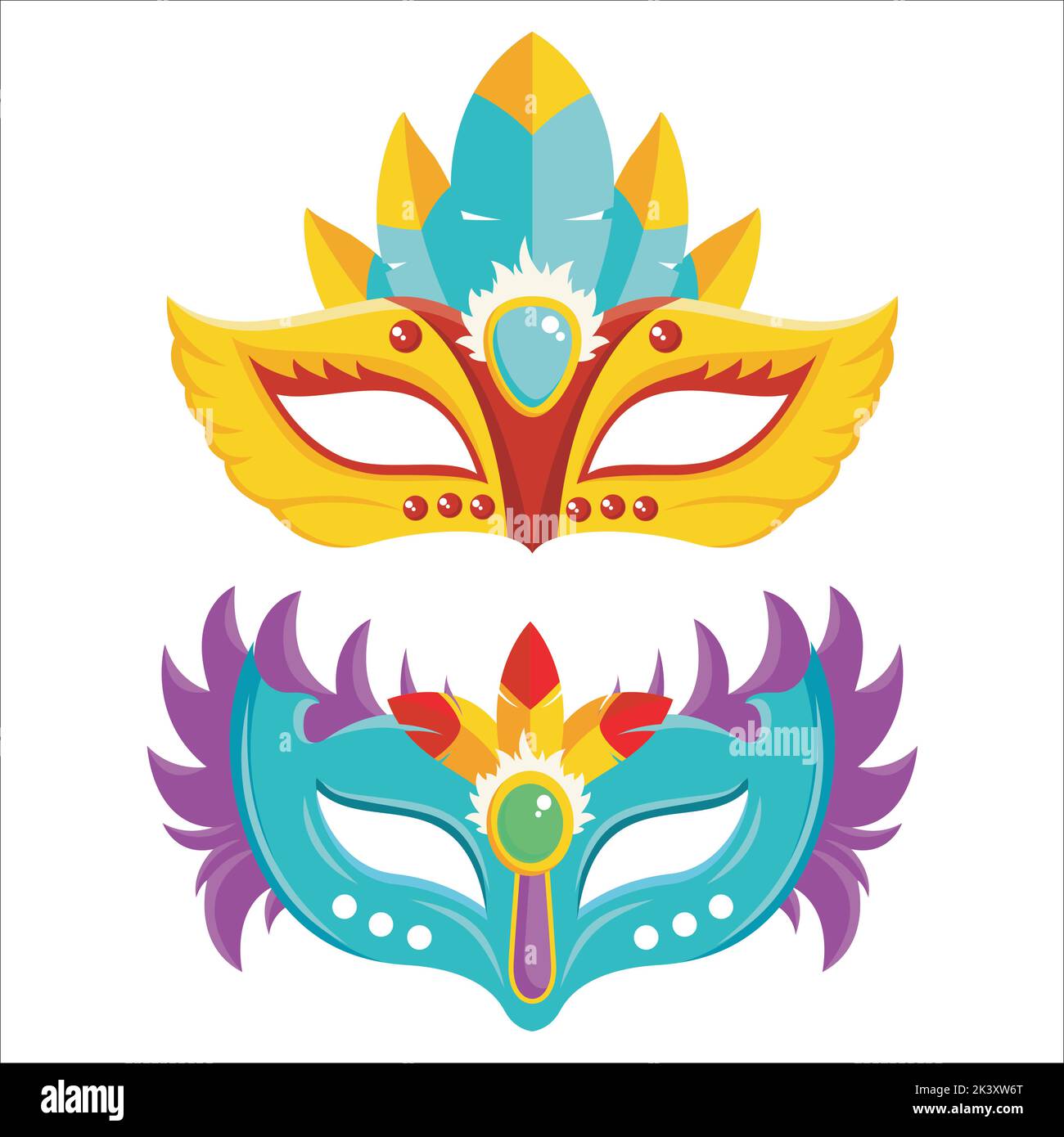 Vector Set Of Masquerade Ball Masks Illustration Isolated On White