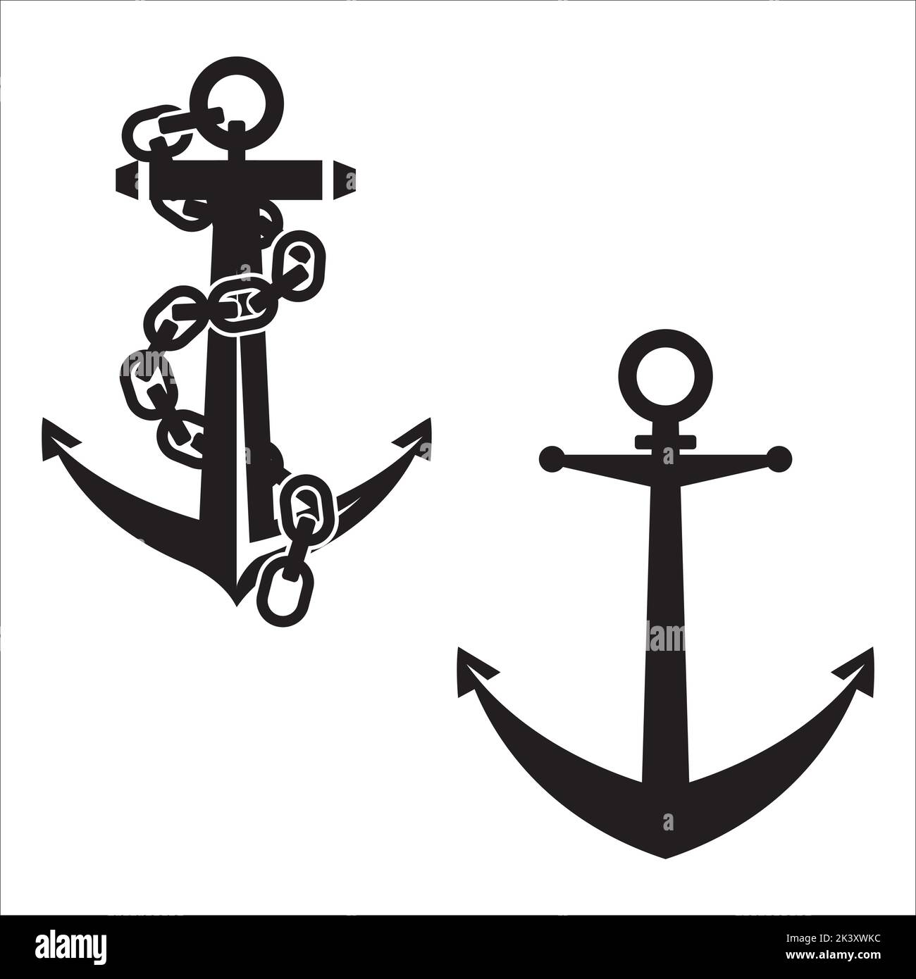 Vector Set Of Anchor Silhouettes Illustration Isolated On White
