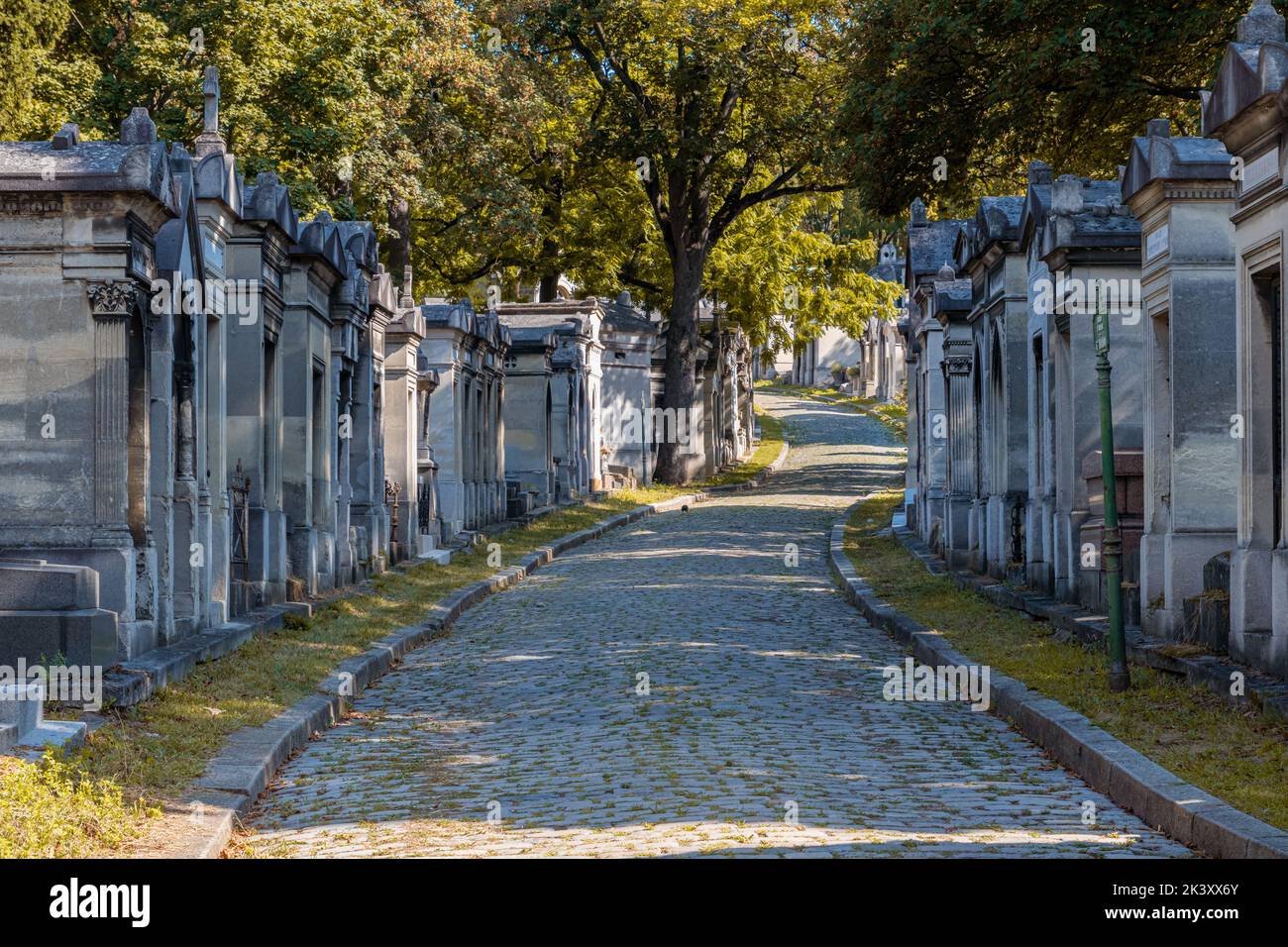 Tombstones at Pere-Lachaise cemetery in Paris, France Stock Photo