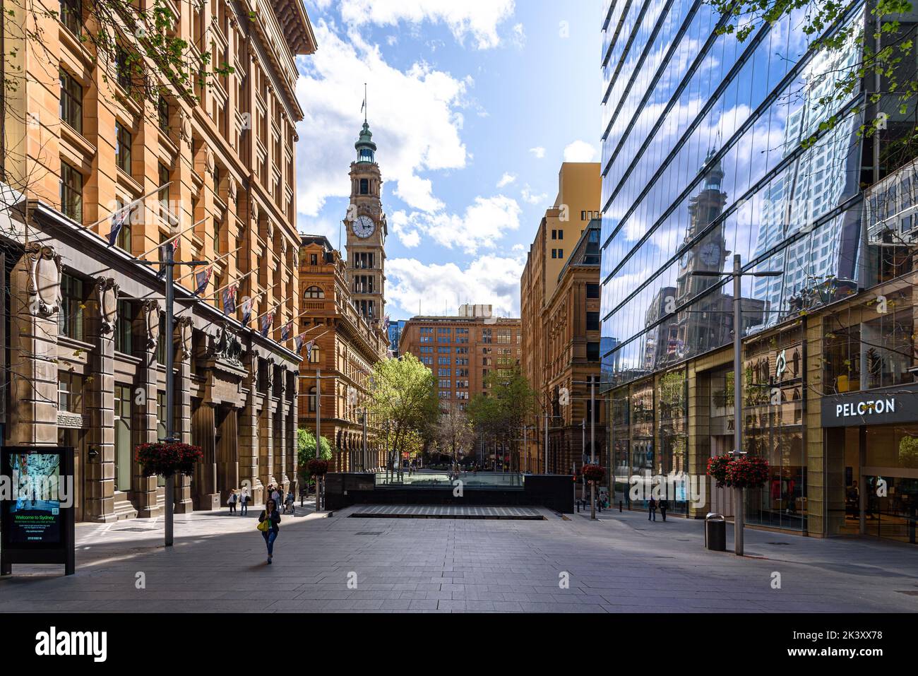 Looking west across Martin Place in Sydney on a sunny spring afternoon Stock Photo