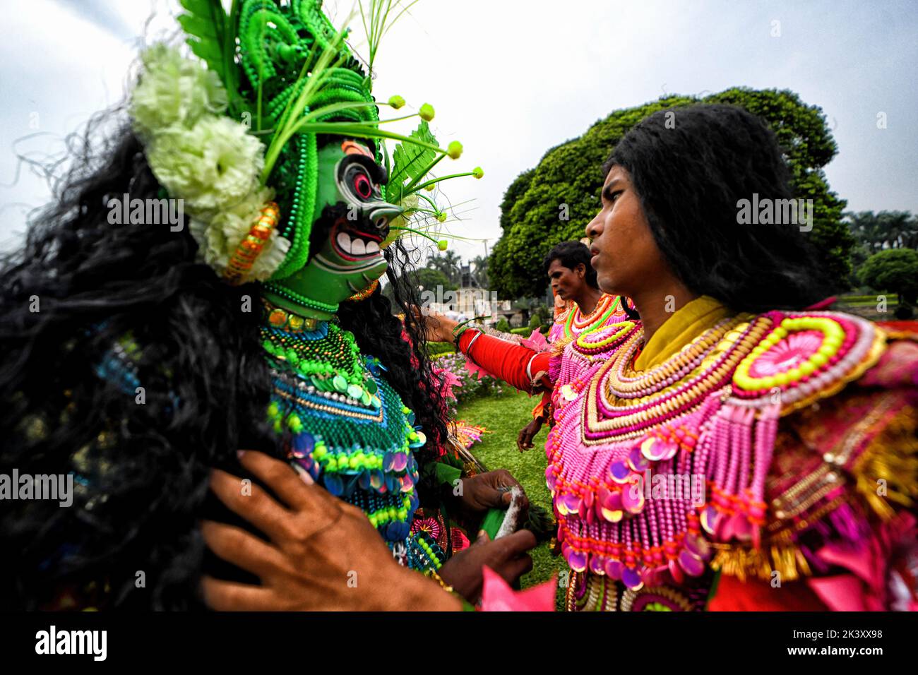 Traditional folk artists seen getting ready for the Chhau dance ...