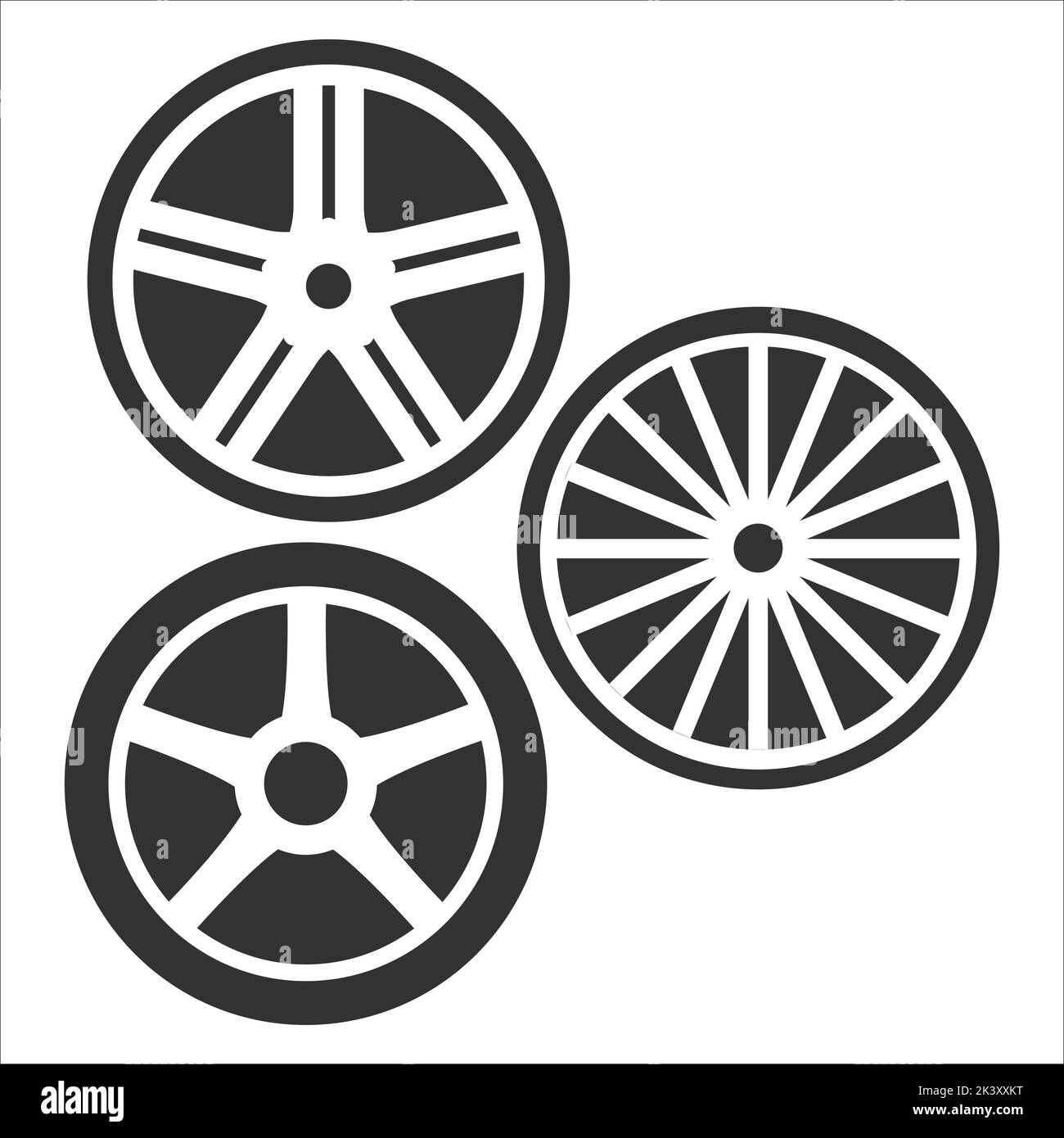Vector Set Of Alloy Wheels Illustration Isolated On White Background