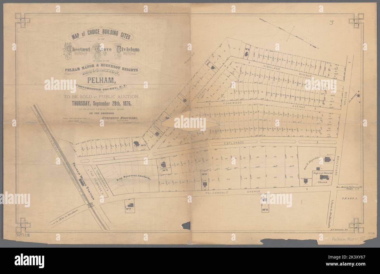 Map of choice building sites on the Chestnut Grove Division of lands of