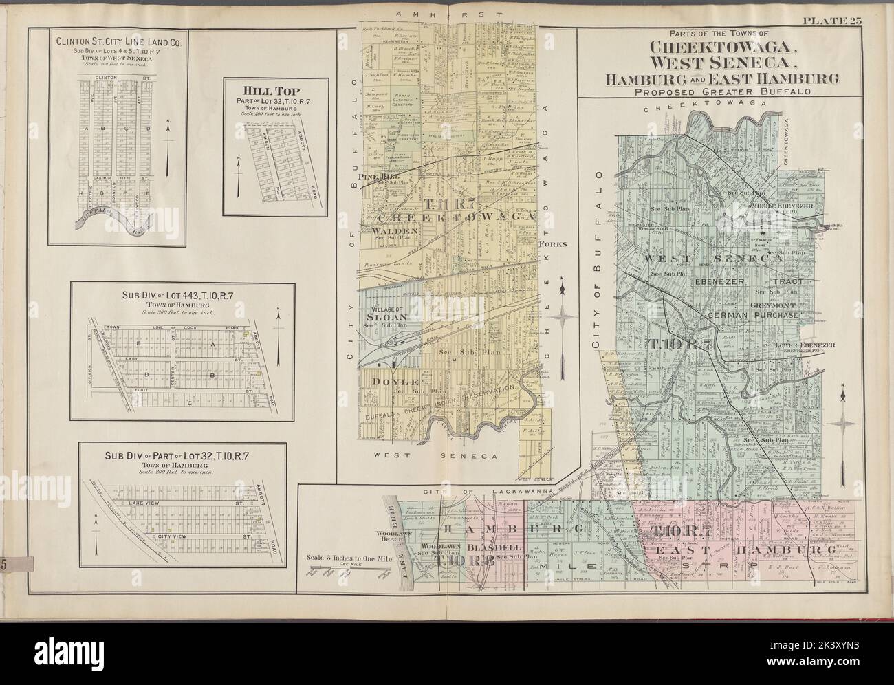 Buffalo, V. 3, Double Page Plate No. 25 Map of parts of the towns of ...