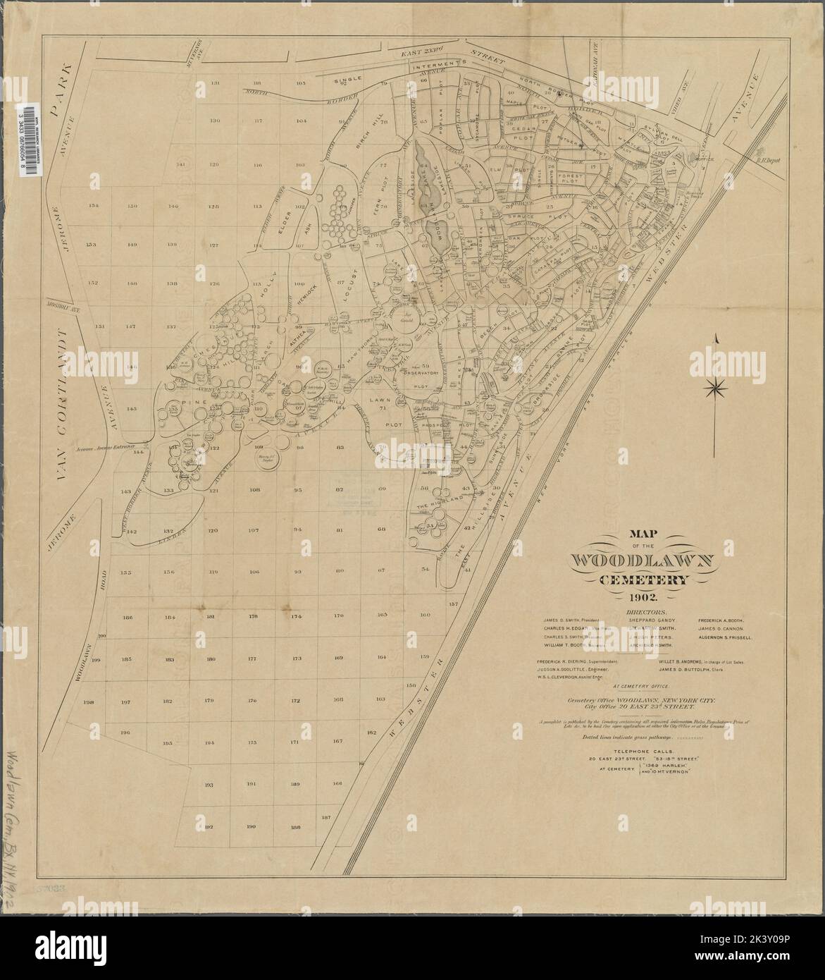 Map of Woodlawn Cemetery. 1902. Cartographic. Maps. Lionel Pincus and