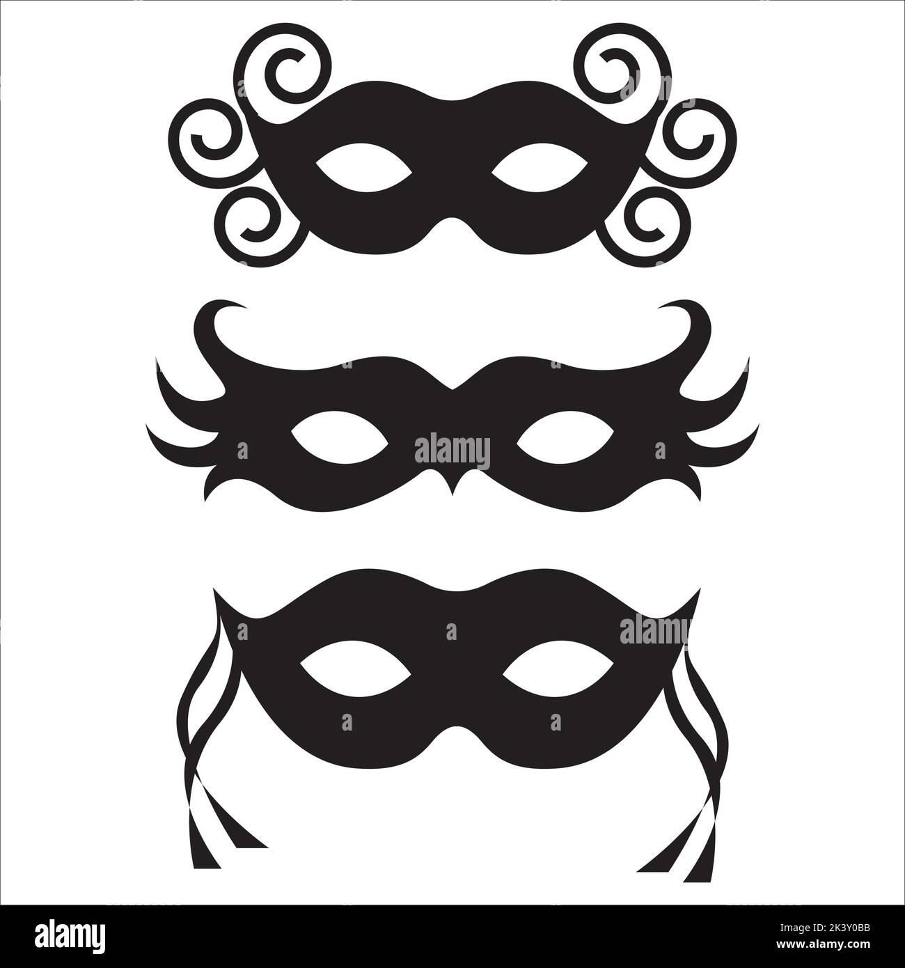Vector Set Of Masquerade Ball Masks Silhouettes Illustration Isolated