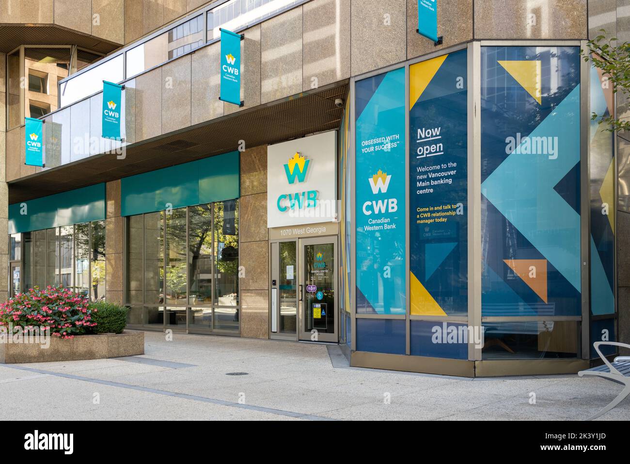 Vancouver, Canada - September 25, 2022: View of Canadian Western Bank on West Georgia Street Stock Photo