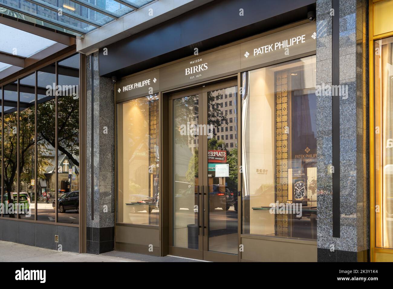 Vancouver, Canada - September 25, 2022: View of entrance of Birks Store on Wesr Georgia Street Stock Photo